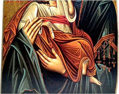 Miniatura 5 de Hecho a mano de madera griego cristiano ortodoxo Monte Athos icono de la Madre de Jesús y Jesucristo Mp2_6