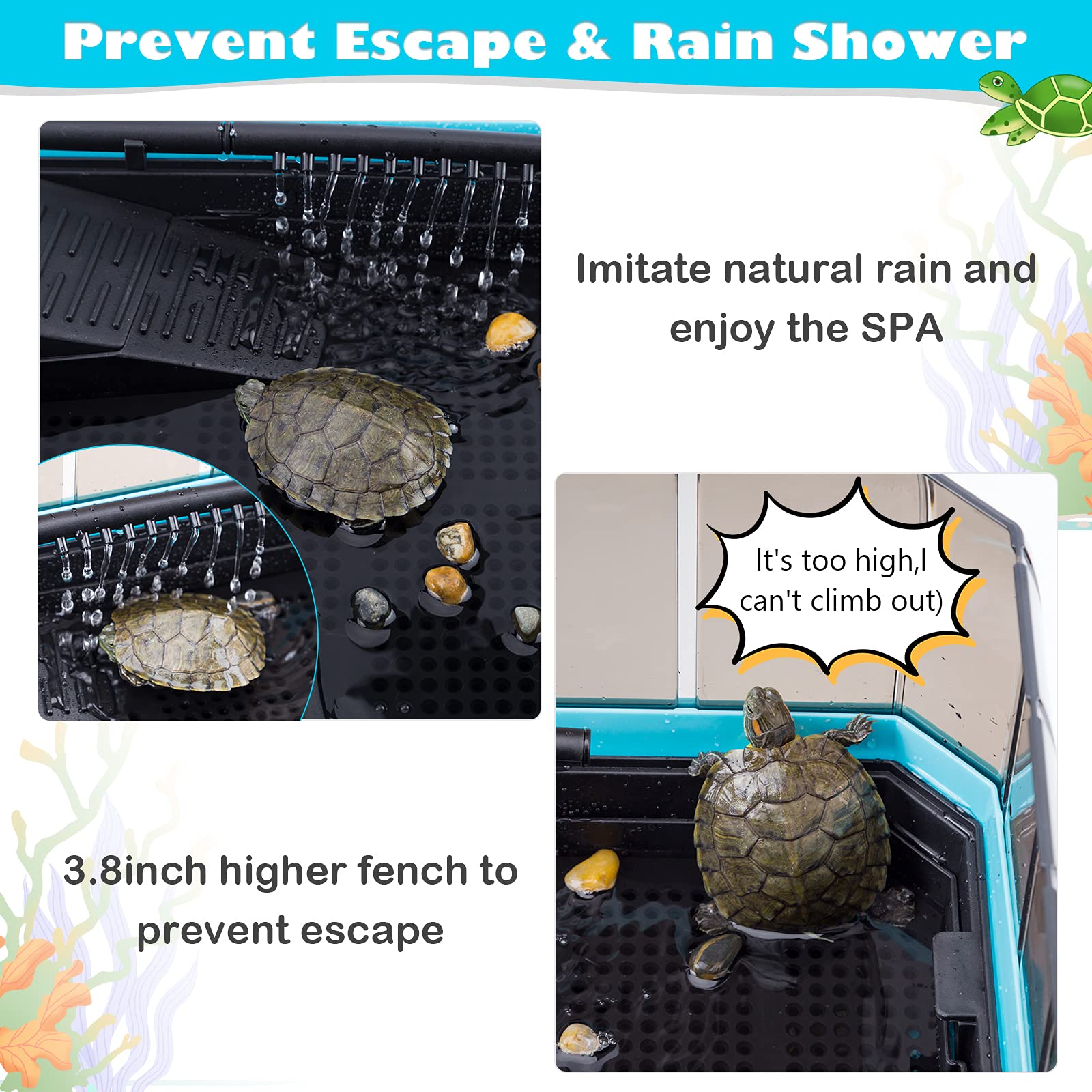 Buy Turtle Tank Kit Turtle Aquarium with High Fence to Prevent Escape