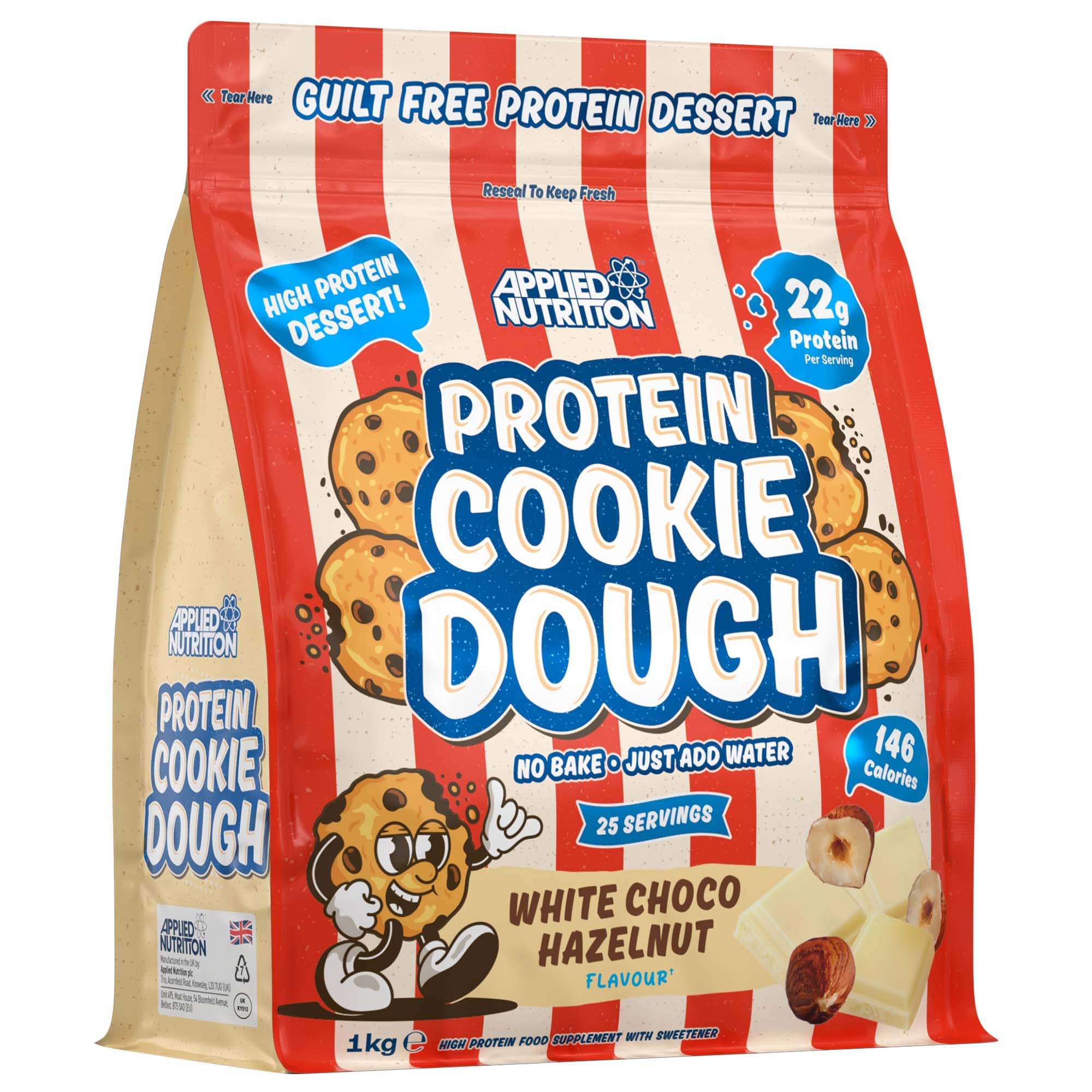Applied Nutrition Protein Cookie Dough 1kg – High Protein Snack, Over 22g of Protein Per Serving, Ready-to-Eat– Low Calorie, Healthy Treat (1kg – 25 Servings) (White Choco Bueno)