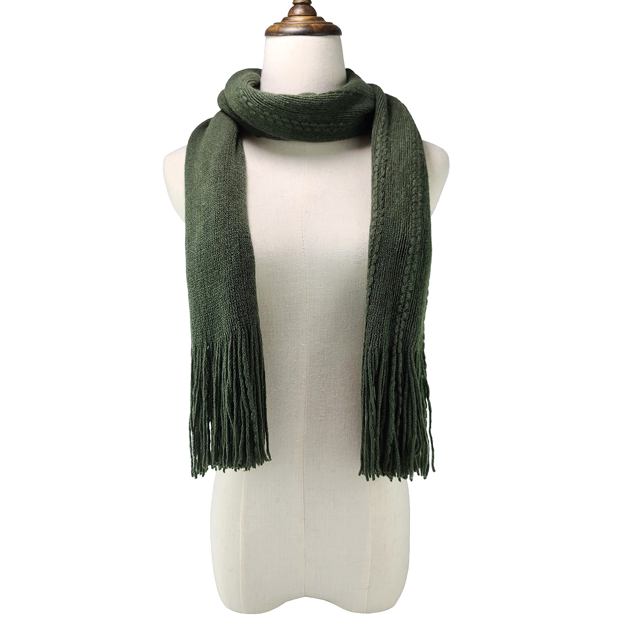 BRUCERIVER Sciarpa e guanti da donna a maglia con funzione touch screen cashmere sensazione cavo design (Christmas Green Touchscreen)