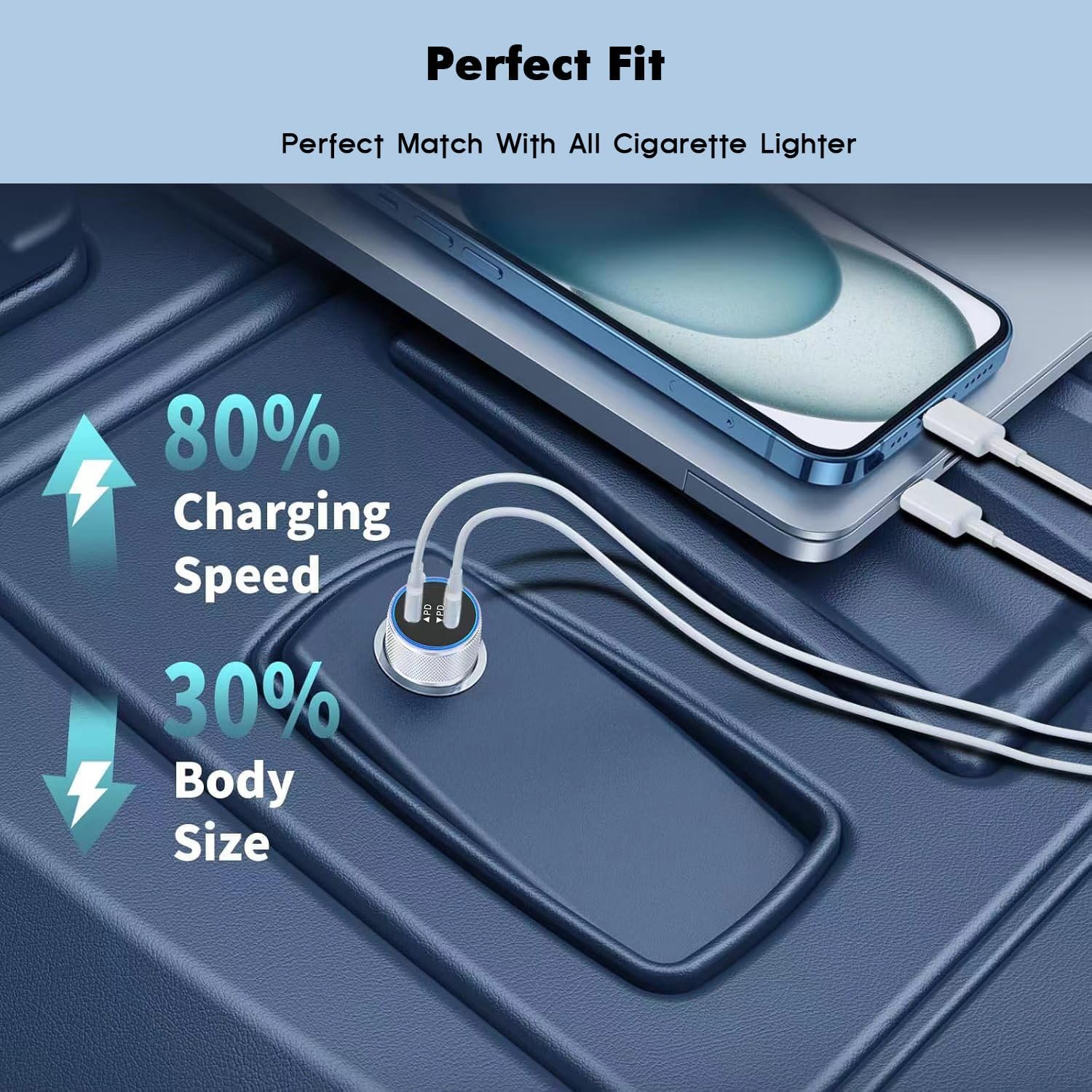 iPhone 17 16 15 Kfz-Ladegerät, 20 W Dual Port USB C Schnellladegerät mit 20 W PD Typ C Adapter + 2 Pack 3FT USB C auf C Ladekabel Schnellladung für iPhone 17/17 Pro/Air/16e/16/15 Pro Max/Airpods/iPad