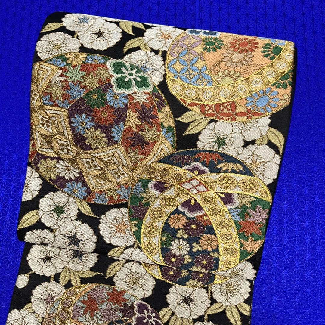 西陣織最高級袋帯未仕立株白綾苑大庭　黒地手毬　絹帯芯入仕立代込 メモリヤン加工付 Amazon.co.jp: 西陣織最高級袋帯未仕立（株）白綾苑大庭 黒地
