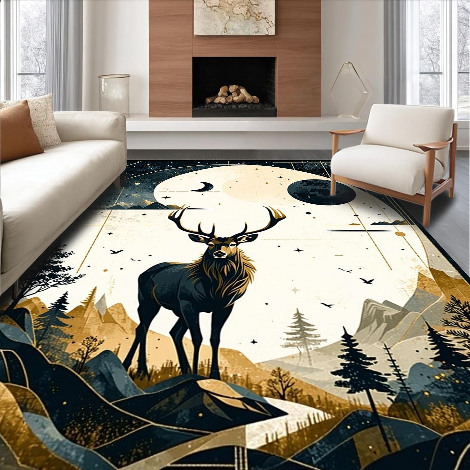 Amazon.com: ODIKA Ultra Soft Area Rug 4x6, Luxurious Deer Globe ...