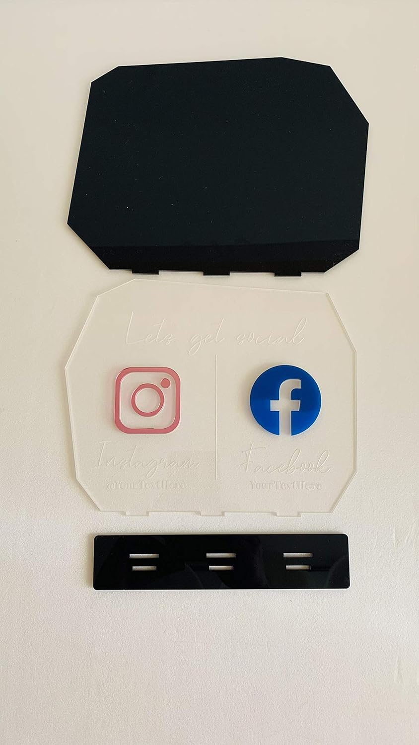 Personalized Instagram Sign, Facebook Name, Duo Social Media Icons, Small Business Logo, Table Signage, Office Decor Plaque, Beauty Salon Sign, Hashtag Freestanding Sign, Boutique, Wedding Sign