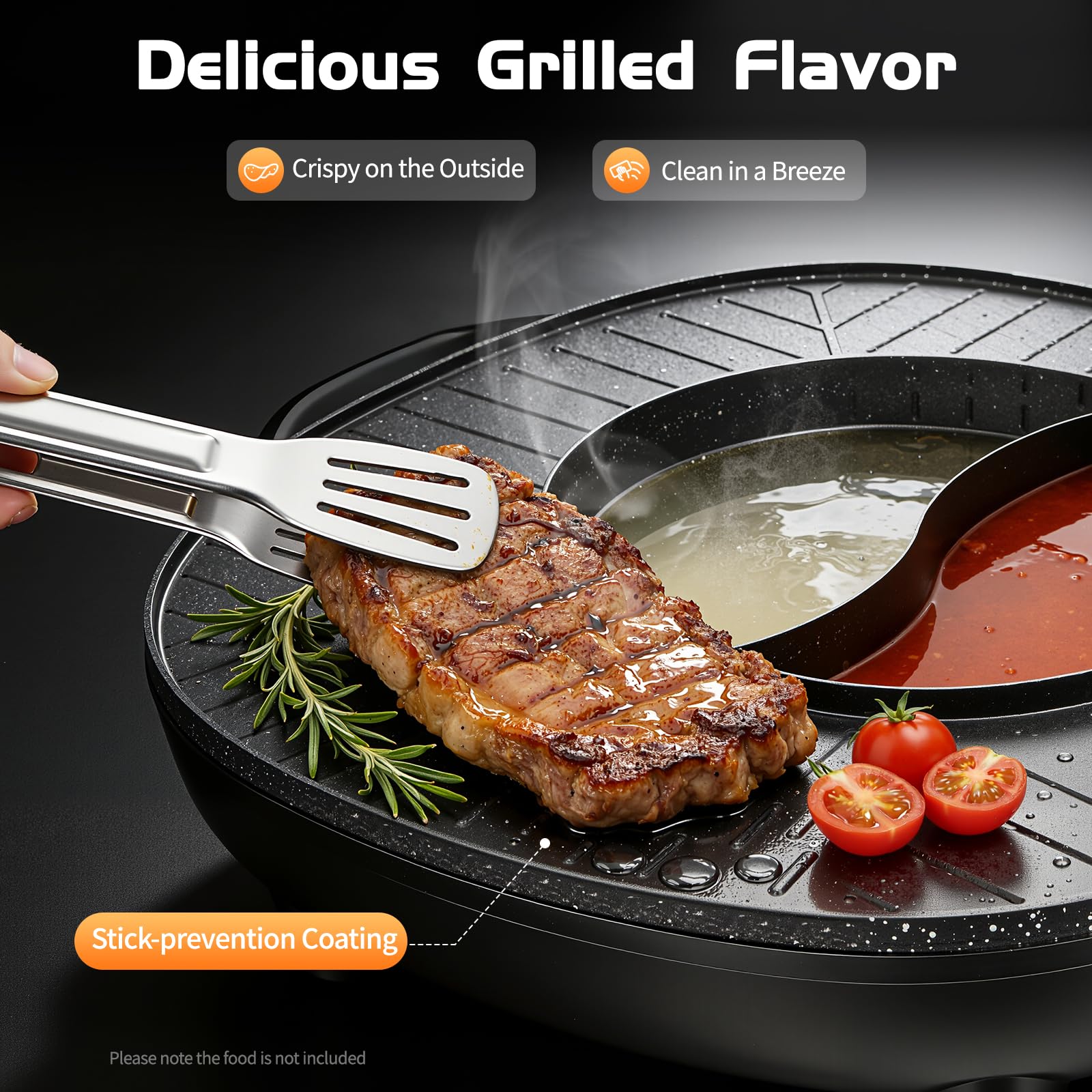 2 in 1 Hot Pot Küche Multifunktions BBQ Elektro Hotpot Ofen Rauchfreie Grillpfanne Grillmaschine (2000W+2000W)
