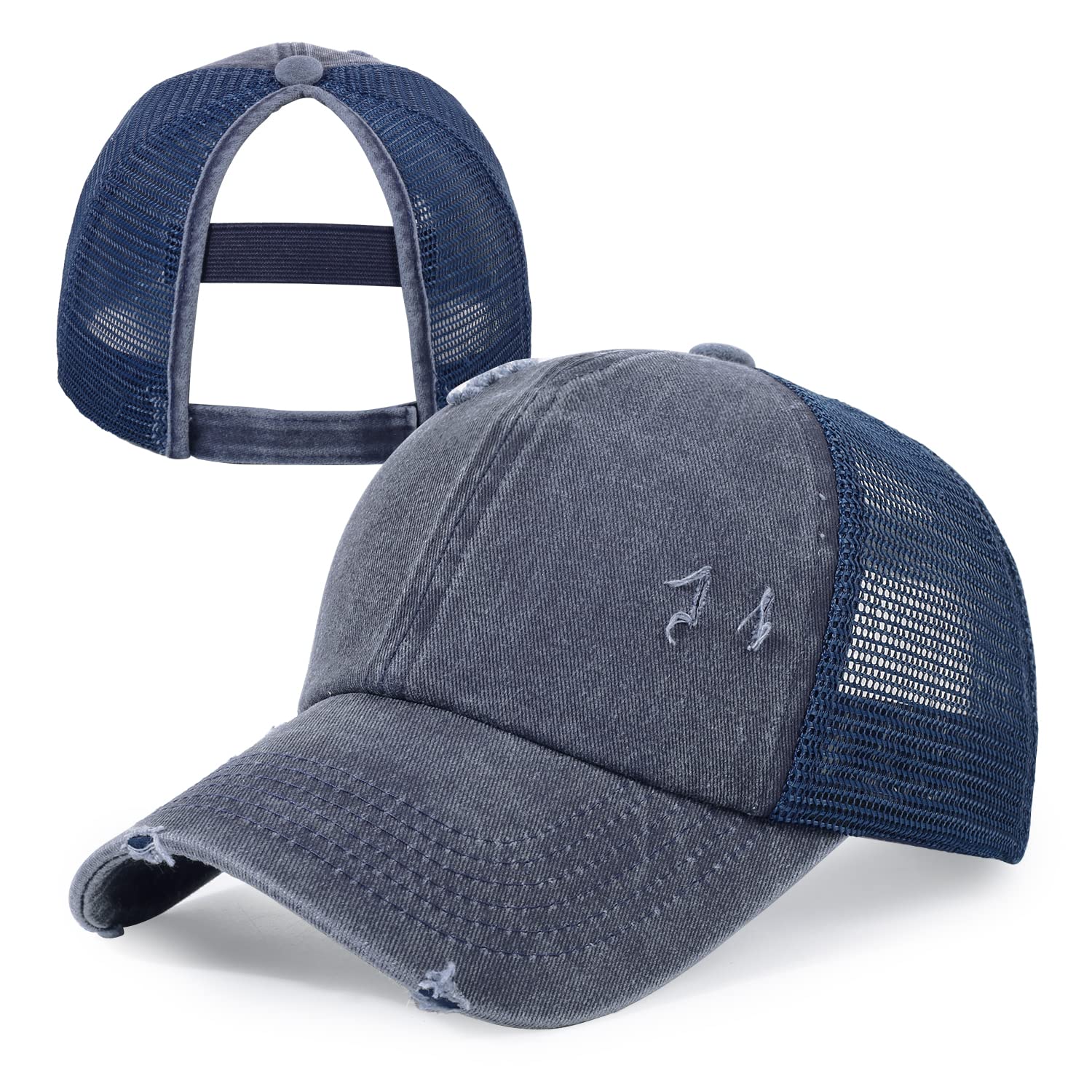 HH HOFNEN Ponytail Hat for Women Washed Distressed Baseball Cap Ponycaps