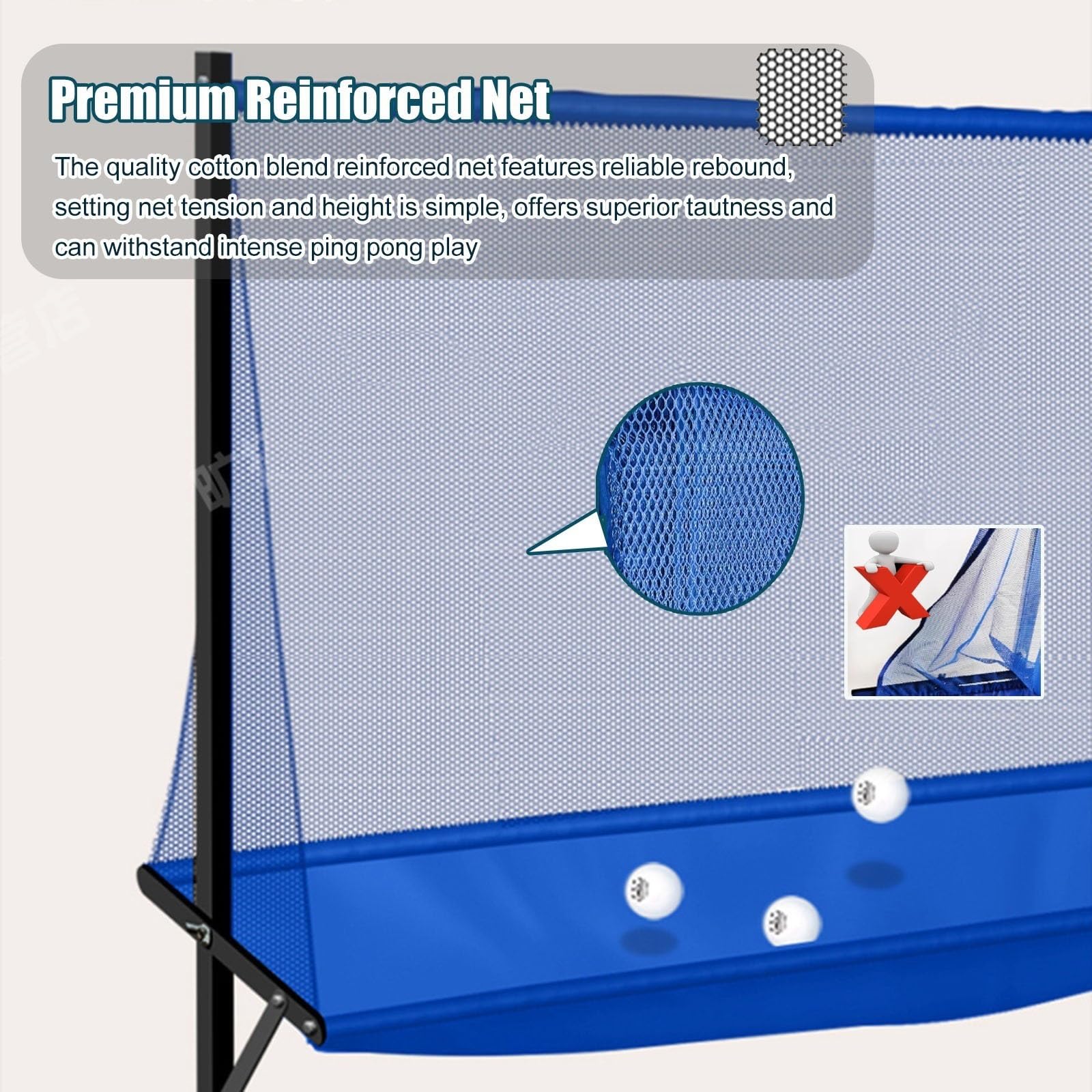Rete da ping-pong rotolante, strumento di allenamento per adulti e bambini per esercizi con più palline, attrezzatura per la raccolta del riciclo di ping pong per la pratica di servizio all'aperto e p