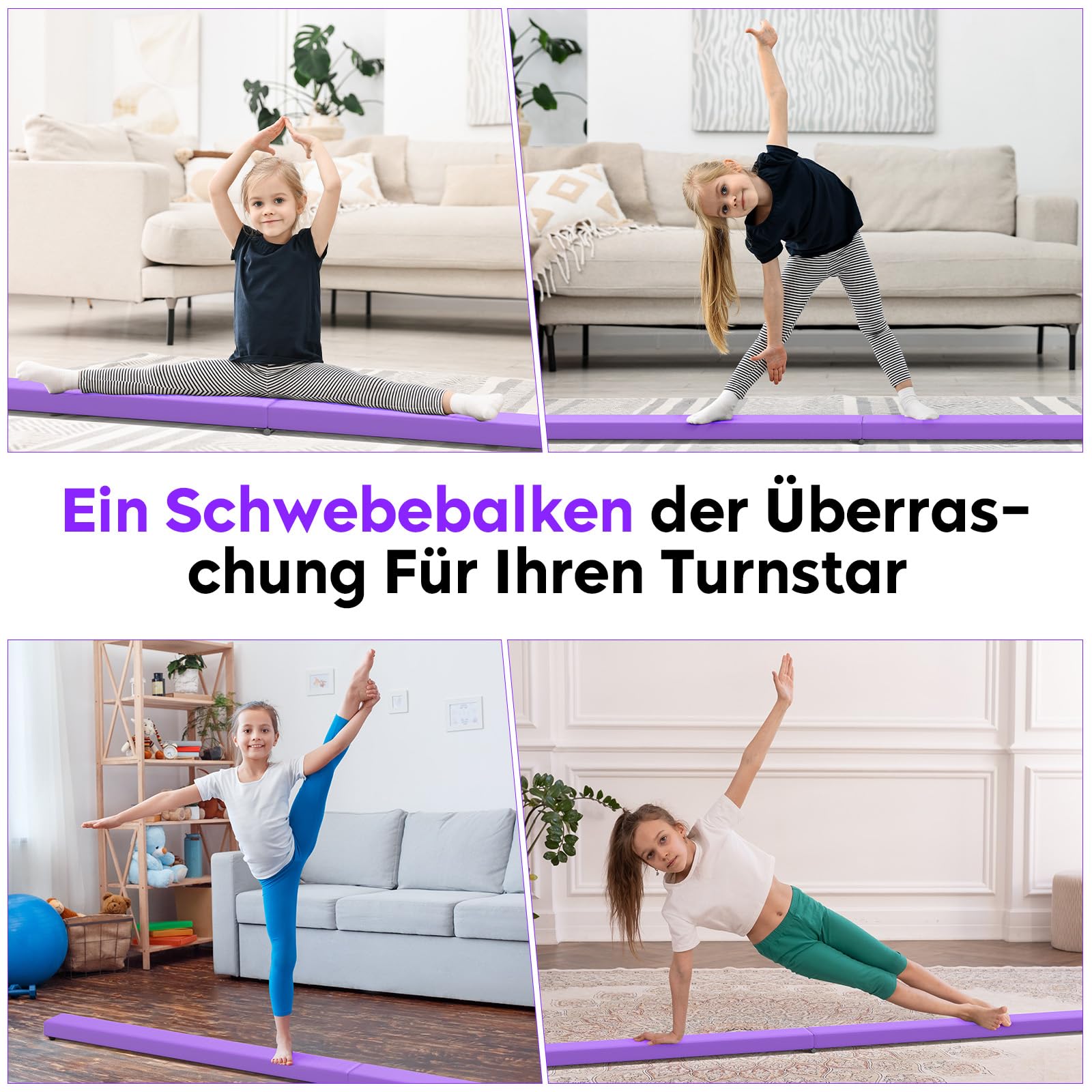 U`King Folding Gymnastik Schwebebalken, Gymnastik bar 2.1m/220 lbs Faux Suede Folding Gymnastik Ausbildung Balance Beam für Home Gym Training Übung Sport