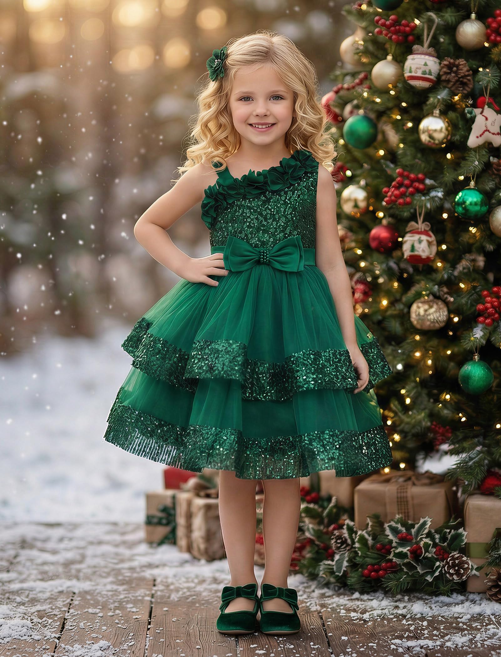 ABEHIK Vestito da principessa da bambina, con paillettes, vestito estivo in rete, tutù per feste, matrimoni, per bambini