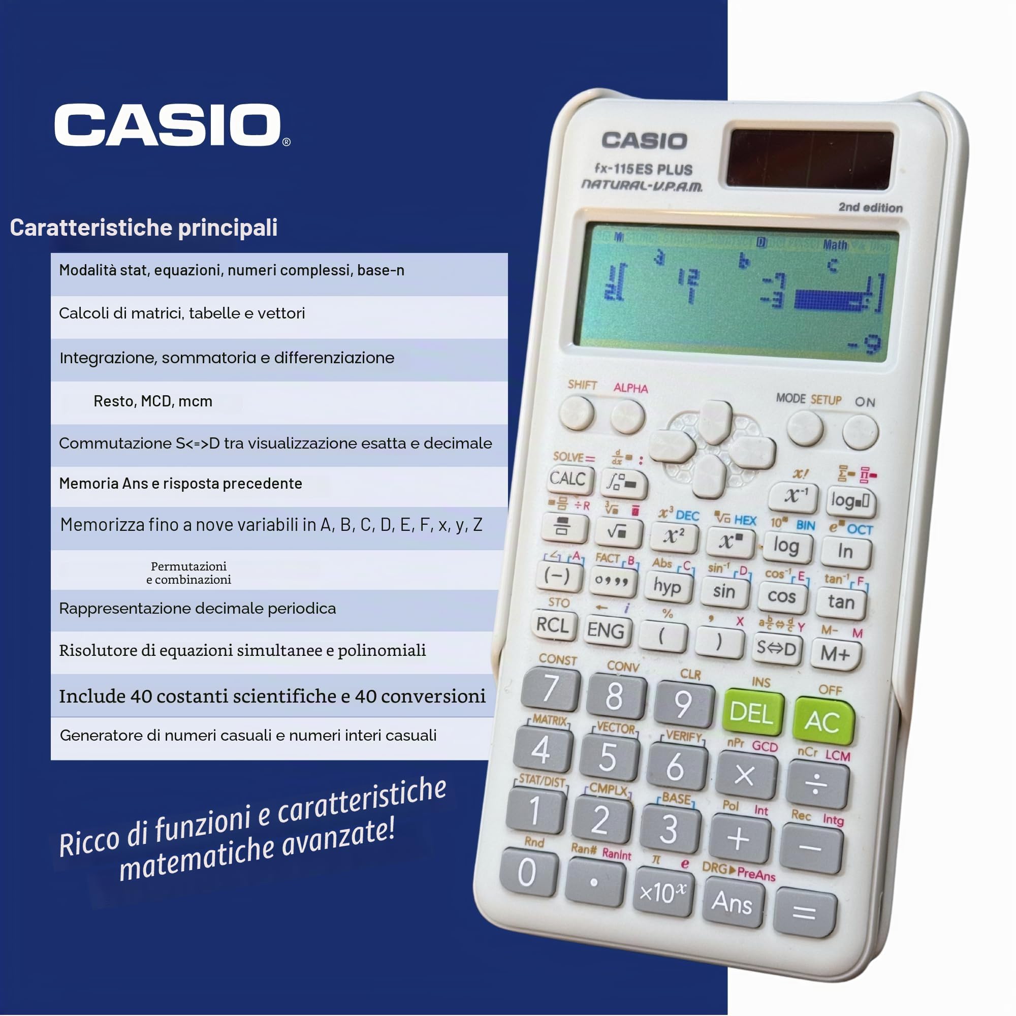 Casio fx-115ESPLUS2 2a edizione, calcolatrice scientifica avanzata