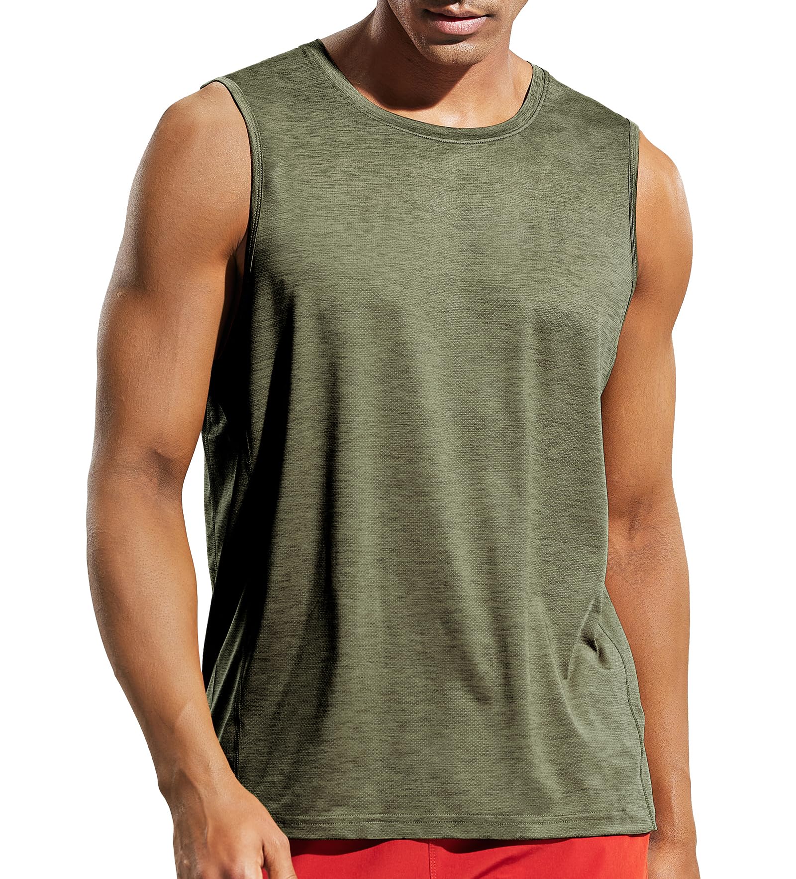 MIER Men’s Sleeveless Tank Top Dry Fit Workout Muscle Tee Shirt for Running Athletic Gym Sports Training, Moisture Wicking