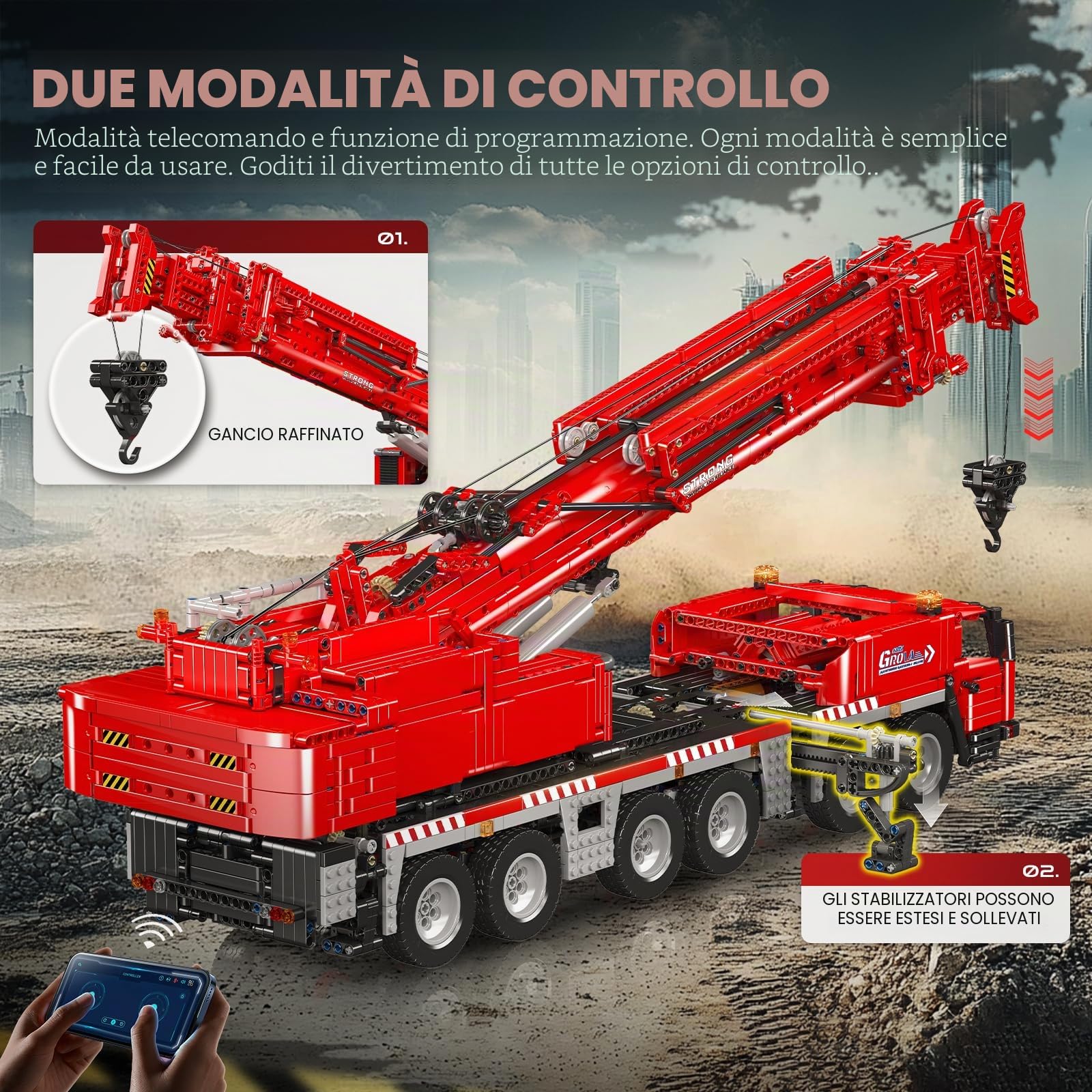 Mould King 17065 GMK Kit di costruzione di gru mobile, 4566+ pezzi modello di camion ingegneria con motori compatibile STEM giocattolo di costruzione per adulti e adolescenti