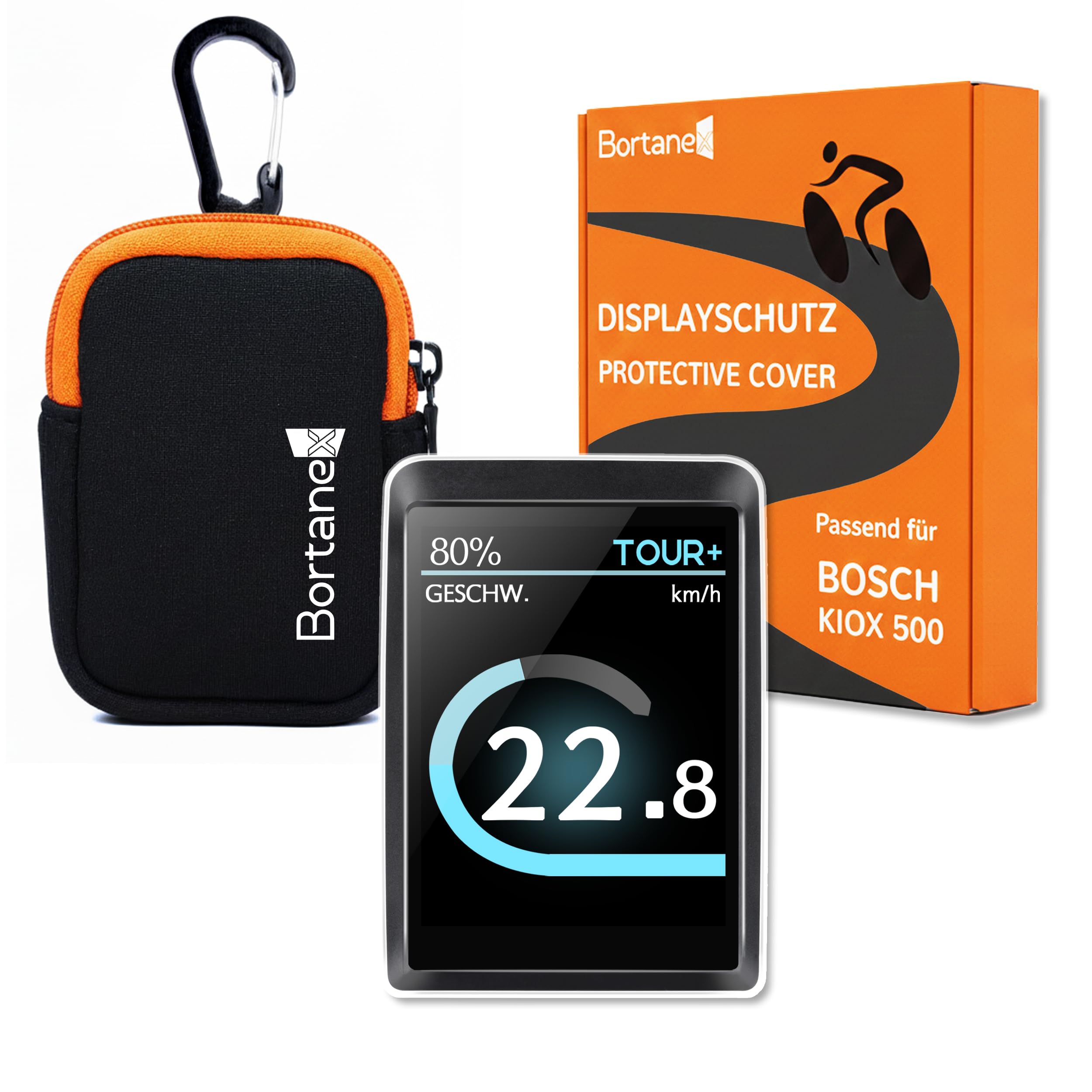 Bortanex Screen Protector Set Suitable for Kiox 500 Display (BHU3700) - Ebike Accessories Protective Cover with Neoprene Case for Bosch Kiox 500 (Set of 1 Protective Case with Neoprene Bag) โ image 1