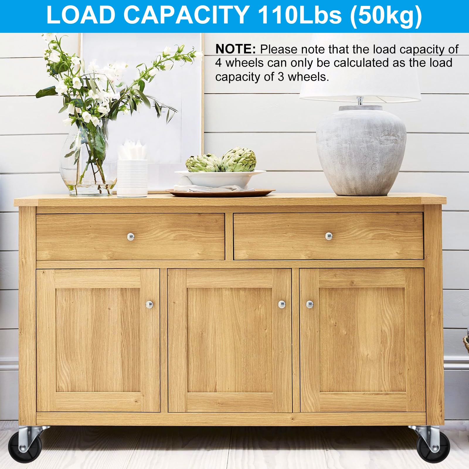 PATIKIL Ruedas Giratorias Con Vástago Roscado De 1.5 Pulgadas 4 Piezas Para Estantes De Alambre Capacidad De Carga 110 Lb/50 Kg Para Reemplazo De Muebles De Carro Rodante Negro