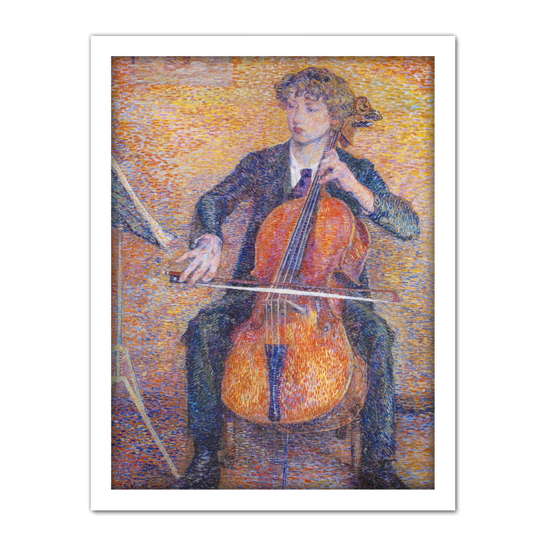 Artery8 Koster Young Man Playing Cello 1910 Painting Artwork Framed Wall Art Print 18X24 Inch