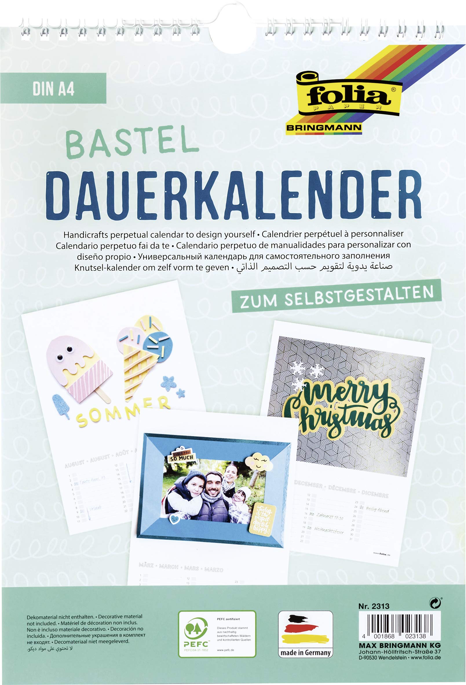 folia Bringmann Mann 2313 Craft Calendar A4 weiss zum Selbstgestalten