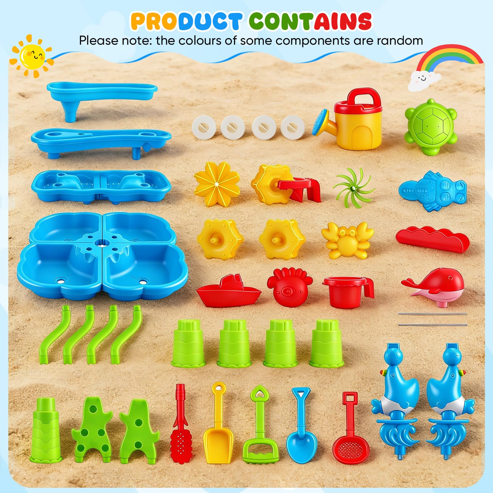 Mesa de juegos acuáticos para niños al aire libre, mesa grande de agua de 4 niveles, mesa de arena y agua para jardín, exterior y playa, juego de actividades con accesorios de juguetes de