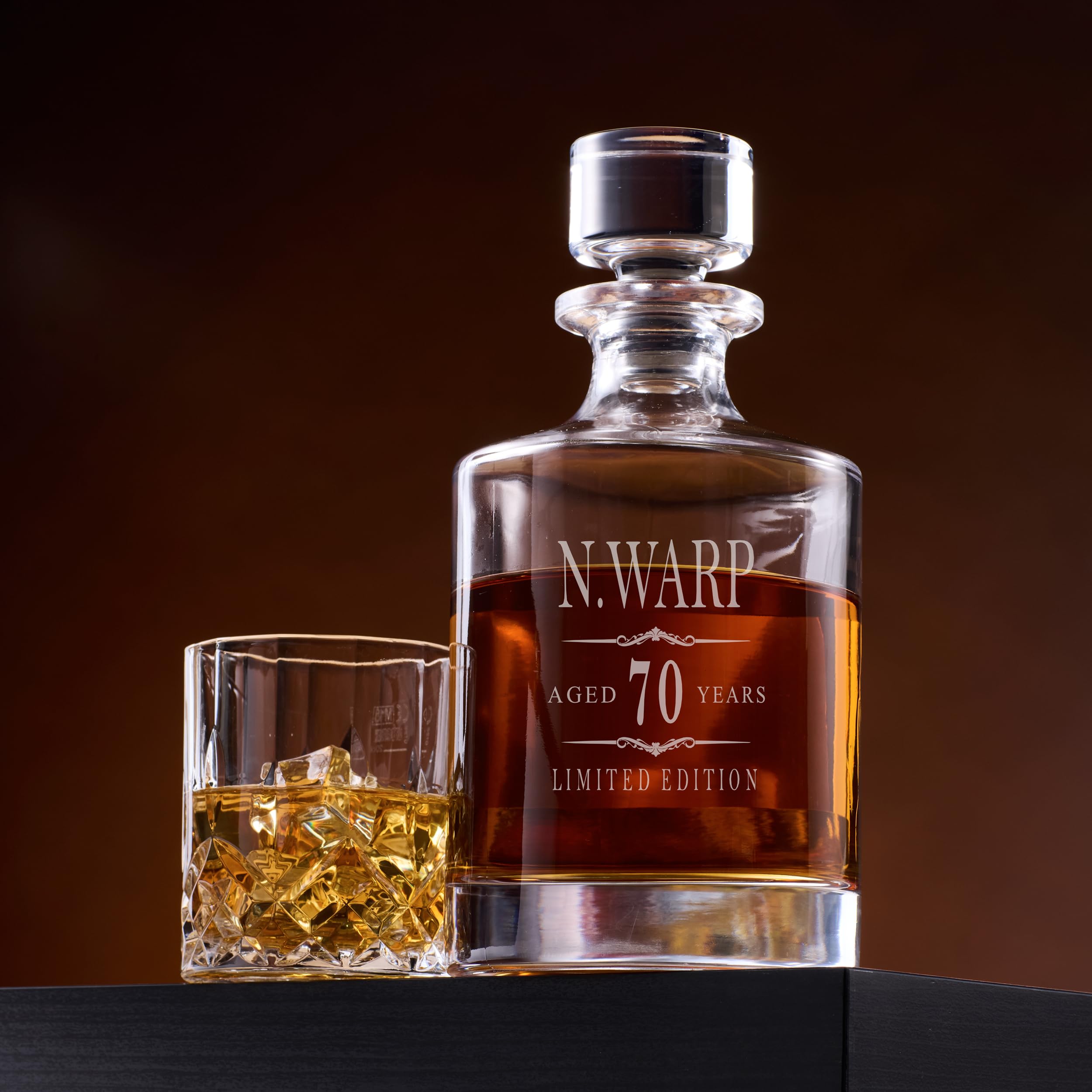 Personalised Large Round Birthday Vintage Glass Whiskey Decanter Gift