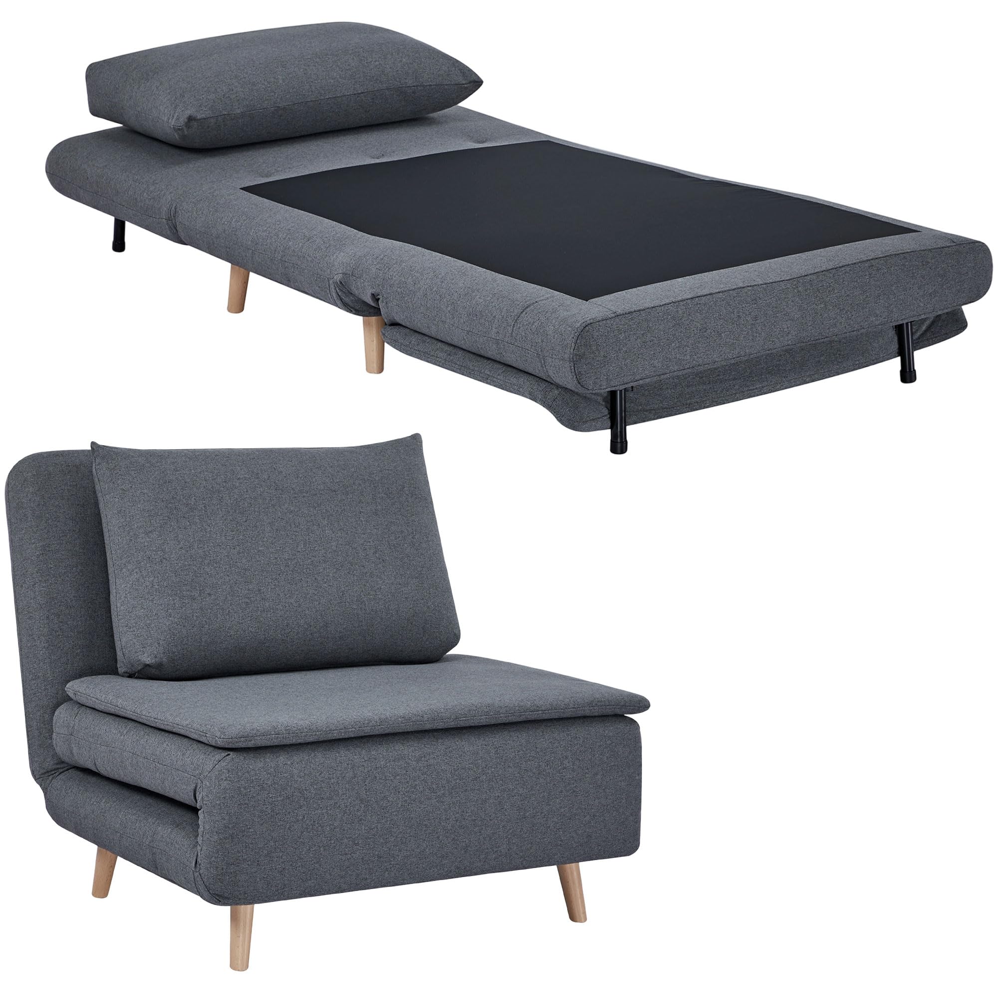 HOMCOM Schlafsessel 3-in-1 klappbar Schlafsofa mit Bettfunktion