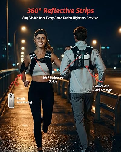 Miniatura 6 de ZELUS Chaleco con peso, chaleco de peso de 6 libras, 8 libras, 12 libras, 16 libras, 20 libras, 25 libras, 30 libras, con rayas reflectantes para