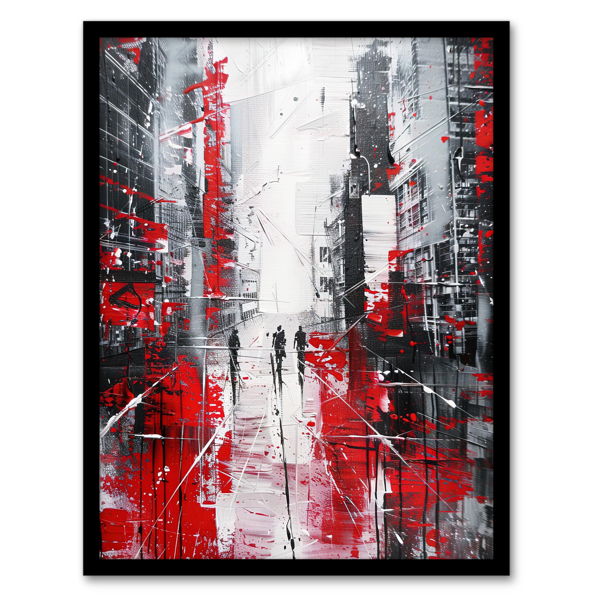 Artery8 Figures in Lodz Poland Street Abstract Painting Living Room Artwork Framed Wall Art Print A4