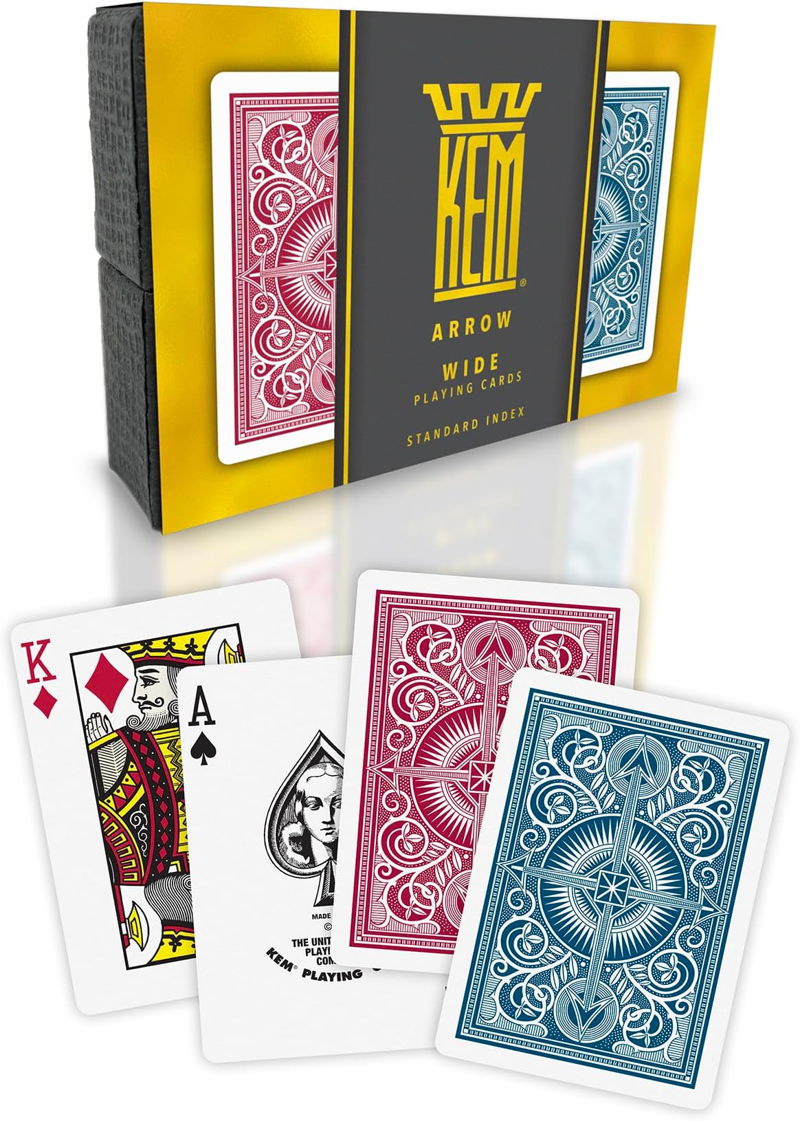 Arrow Red and Blue Plastic Playing Cards, Standard Index, Poker Size, Premium Casino Grade Poker Cards, 2 Decks
