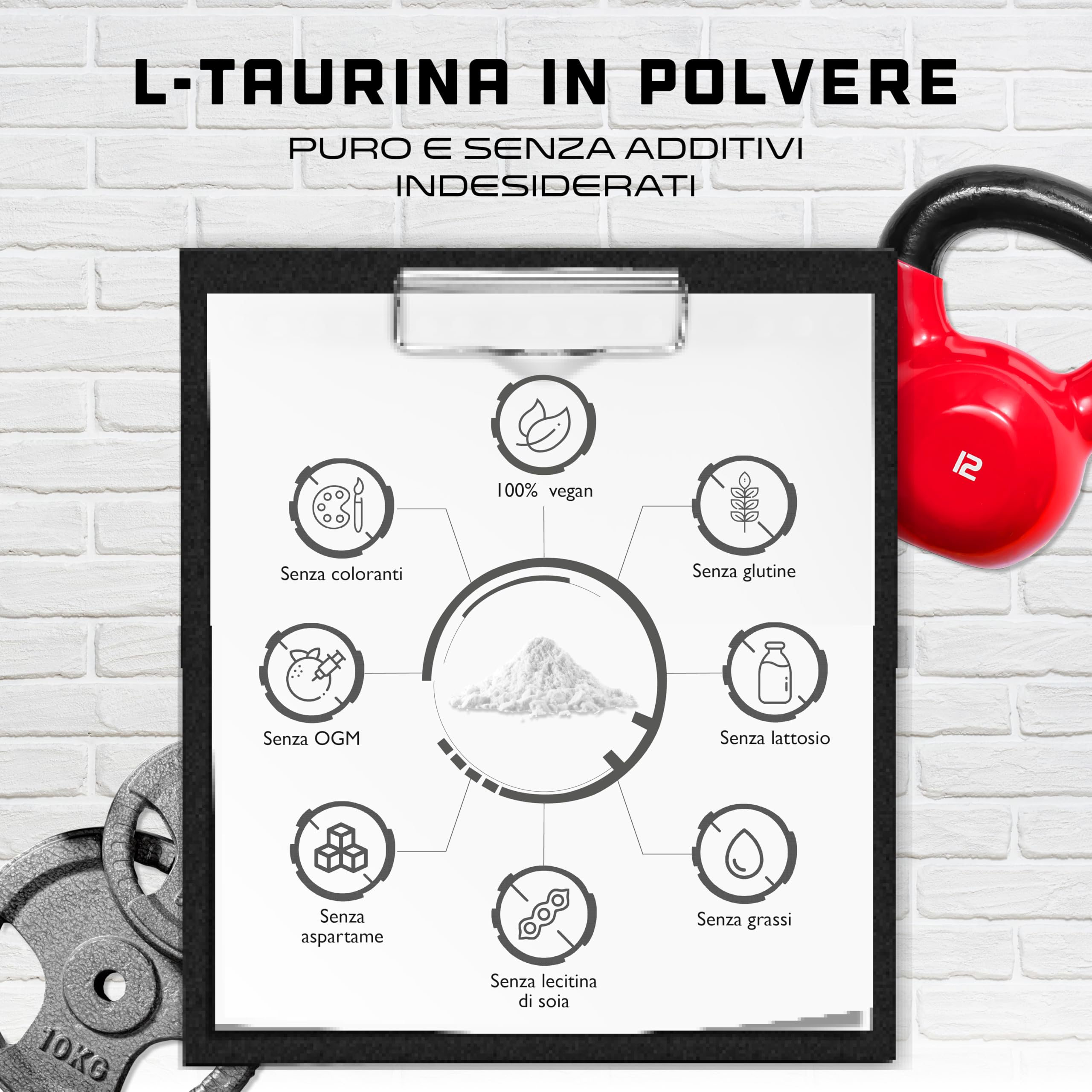 Taurina in polvere - 500 g - Solubilità ottimale - Vegan - Pura e senza additivi - Aminoacido L-Taurina - German Elite Nutrition