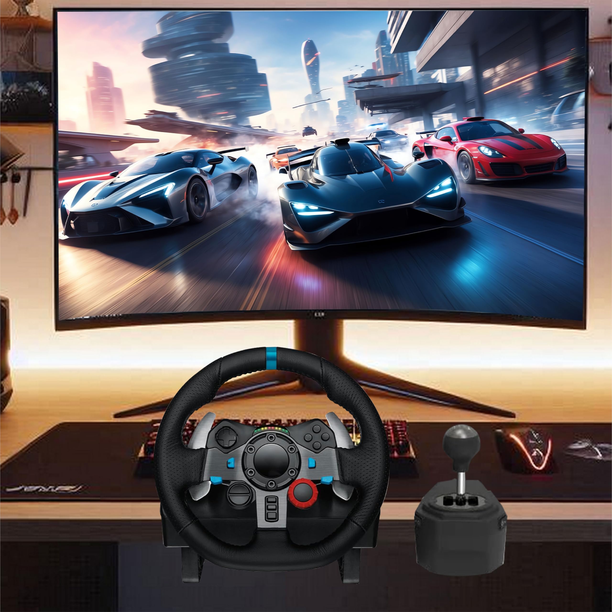 NITHO Palanca de Cambios USB para PC Sim Racing, Caja de Cambio Manual de 6 Velocidades con Marcha Atrás, Placas Intercambiables H-Pattern y Secuencial, Shifter para Volante para Windows PC