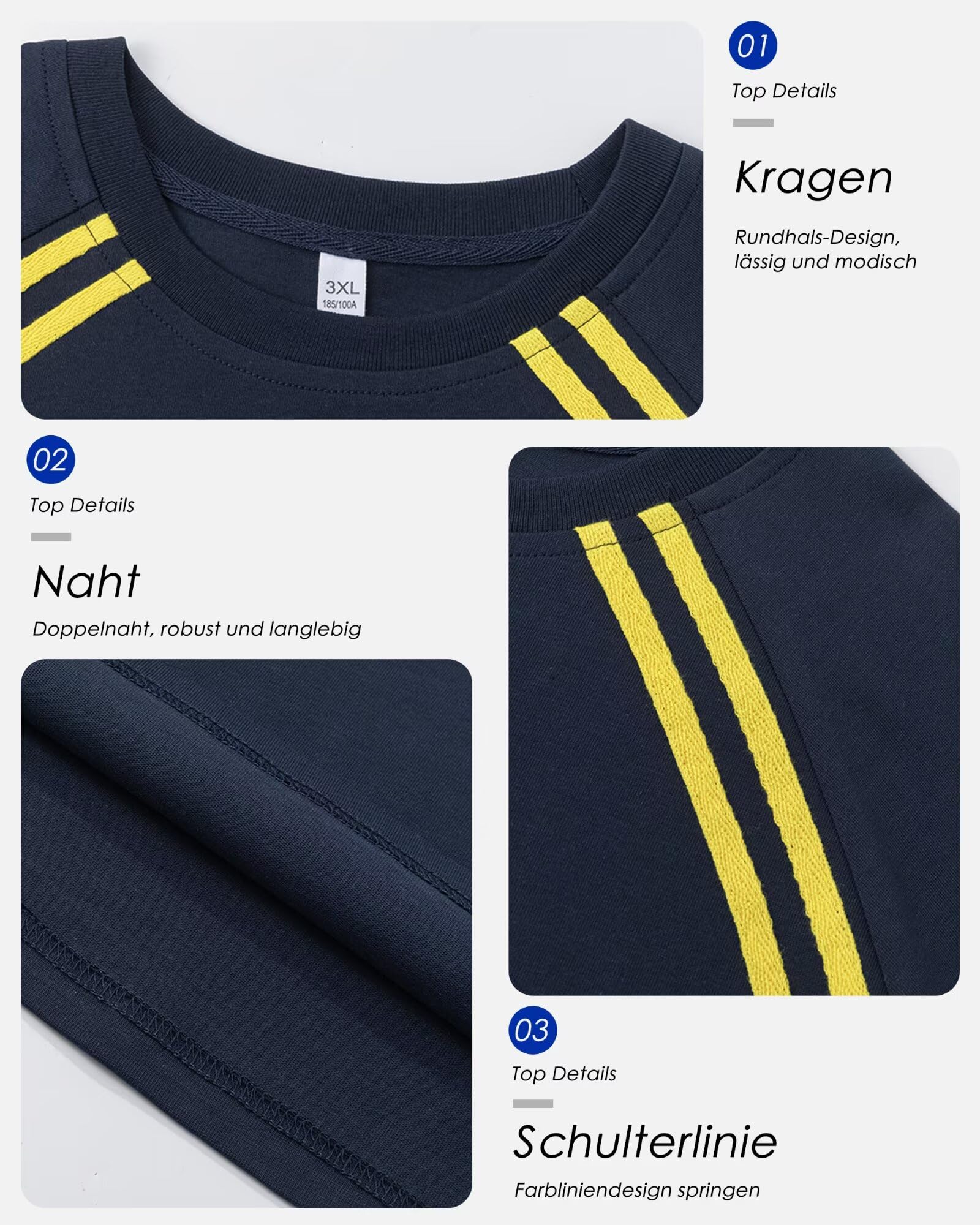 Trainingsanzug Jogginganzug Herren Outfit Komplett Sportliches Set Stylisch Lockere Passform Atmungsaktiv Kühlend Freizeit Tennis Fitnessstudio Outfit Fußball Golf Wander