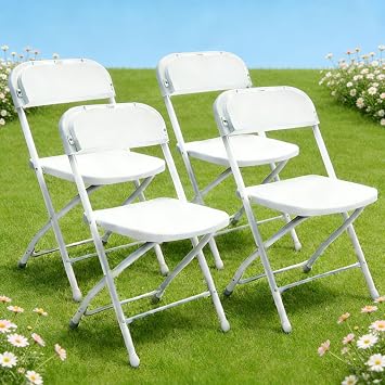 No Assembly Plastic Folding Chairs 4 Pack, Outdoor Party Wedding Chair