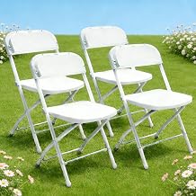No Assembly Plastic Folding Chairs 4 Pack, Outdoor Party Chair Wedding Chair