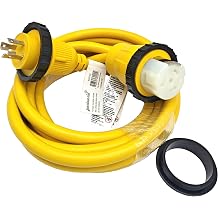 Parkworld 692002 Shore Power Adapter Cord RV 30A L5-30P Male to Marine 50A SS2-50R Female Two hots bridged 16FT
