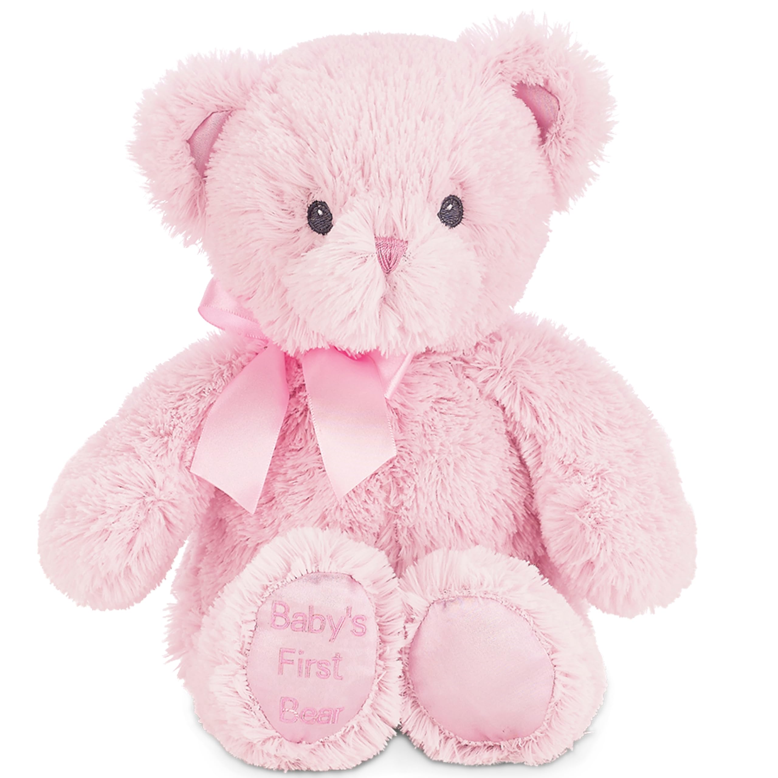 Bearington Collection Teddy Bear for Baby Girl - 18" Pink Plush - Soft Cuddly Stuffed Animal - First Teddy Bear for Newborn & Infant Nursery Gift