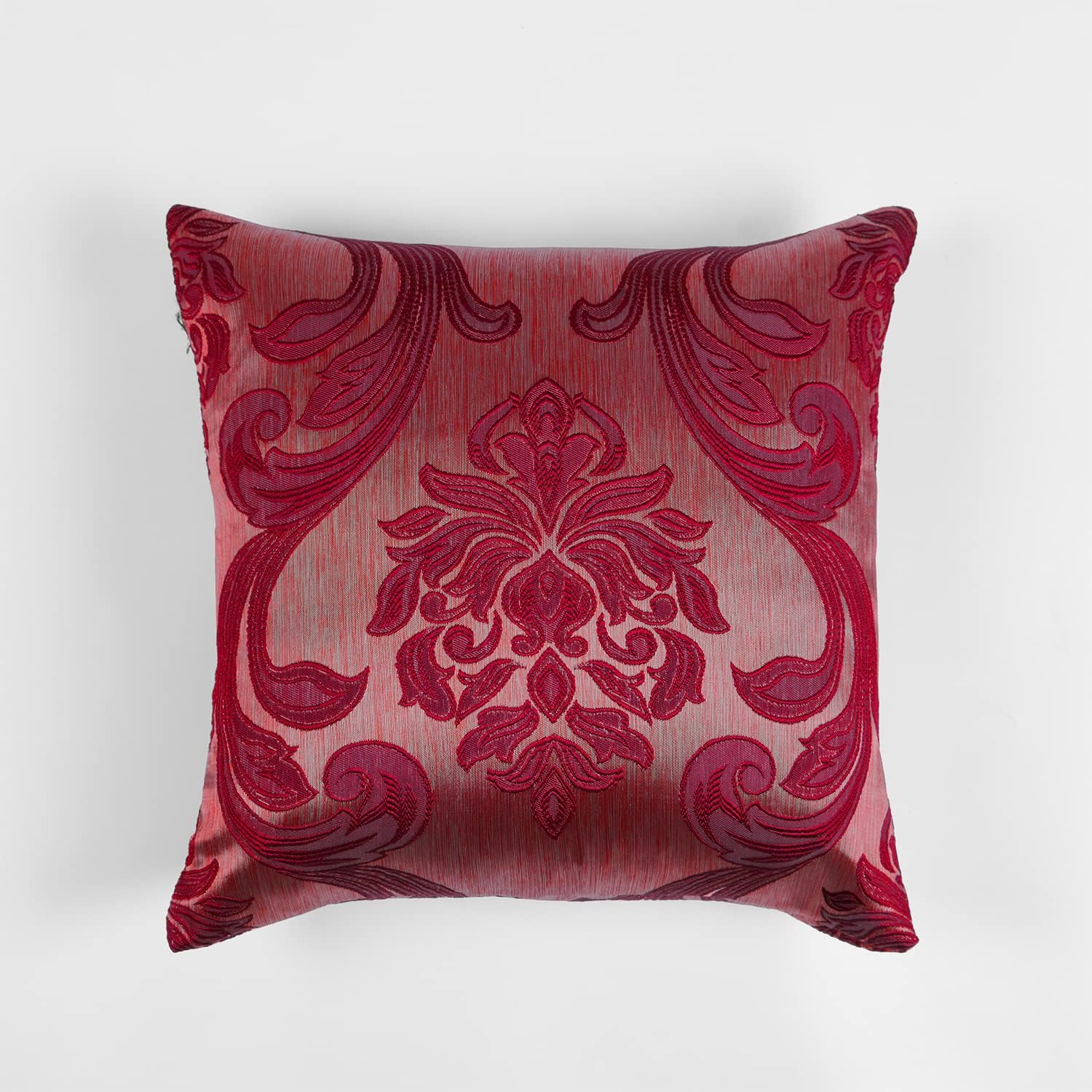 NAPEARL Throw Pillow Covers-Set of 2 Cushion Covers with Jacquard Patterns, Burgundy Decorative Pillowcase for Couch, Sofa, Bed, Attractive Pillow Covers for Living Room, 16 x 16 Inches