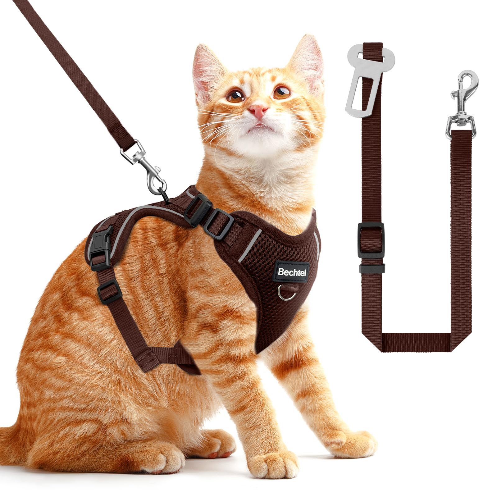 Cat Harness and Leash Set - Escape Proof Adjustable Cat Harness, Comfortable Soft Lightweight, Use Safe & Easy, Walking Travel Kitten Harness for