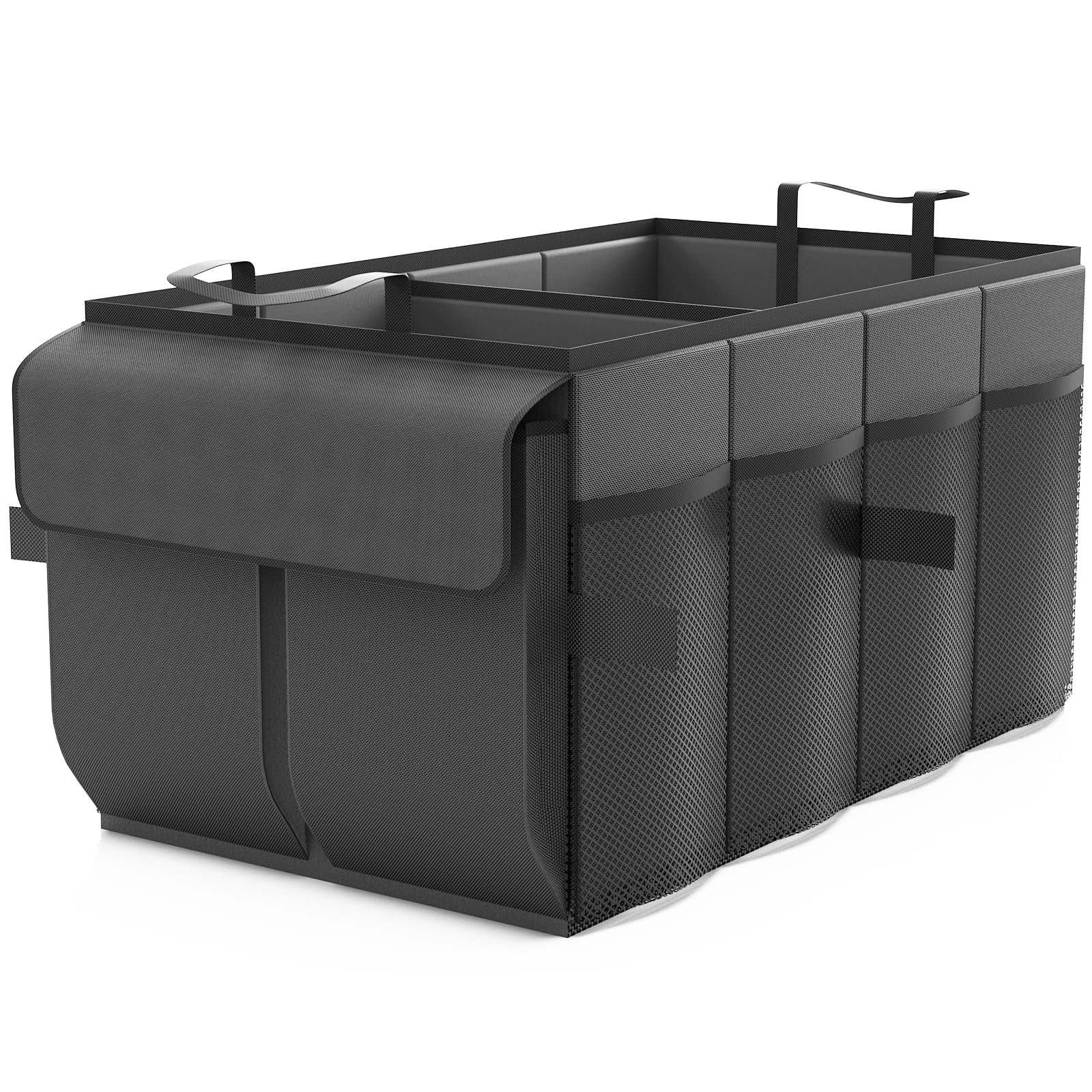 Beicarin Kofferraumtasche Kofferraum Organizer mit Deckel Auto Box Auto Organizer Tasche Wasserdicht Rutschfest Zusammenklappbarer mit Griffe Reflexstreifen