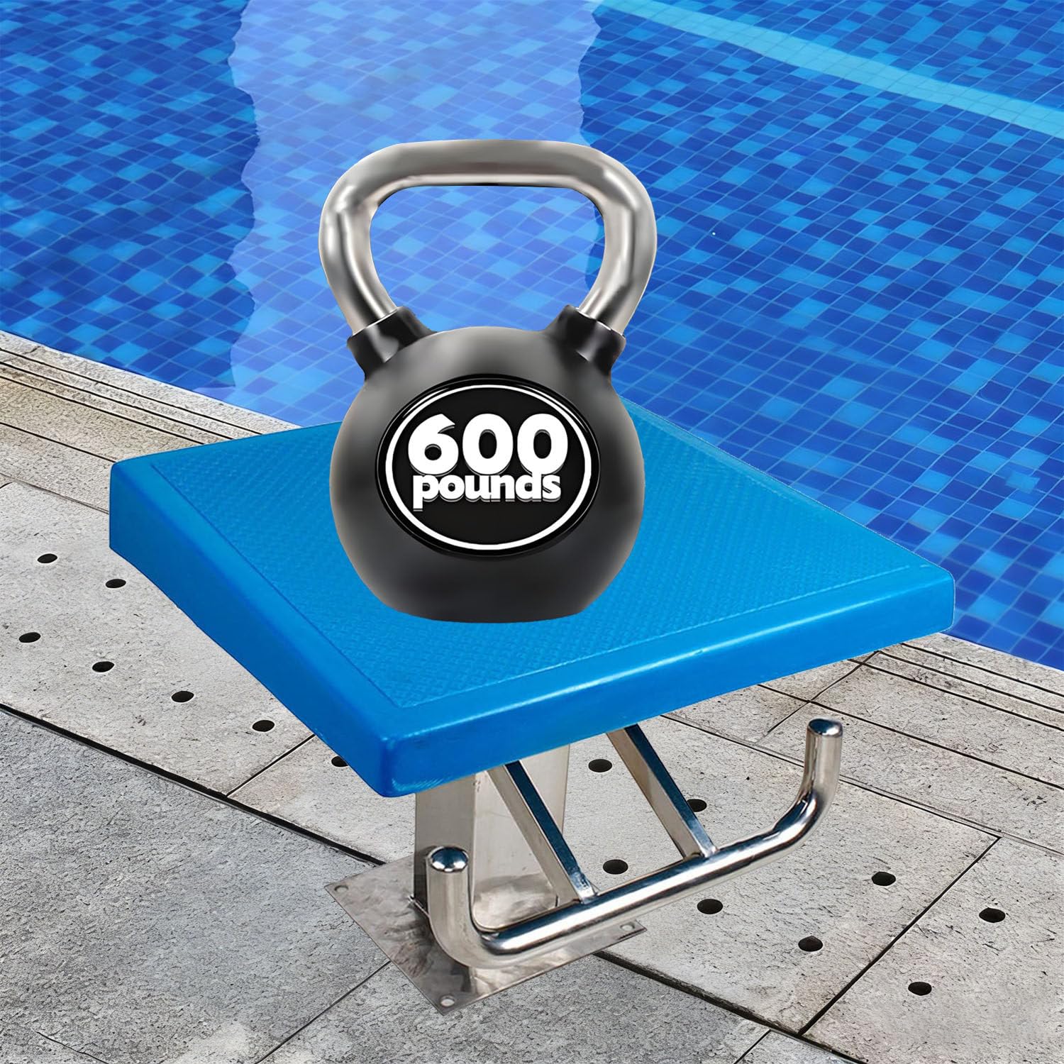 Plataforma de Saltos para Piscina, Bloque de Salida, Trampolines de Entrenamiento para competición, con Superficie Antideslizante, Capacidad de Carga de 272 kg, inclinación de 15°. A