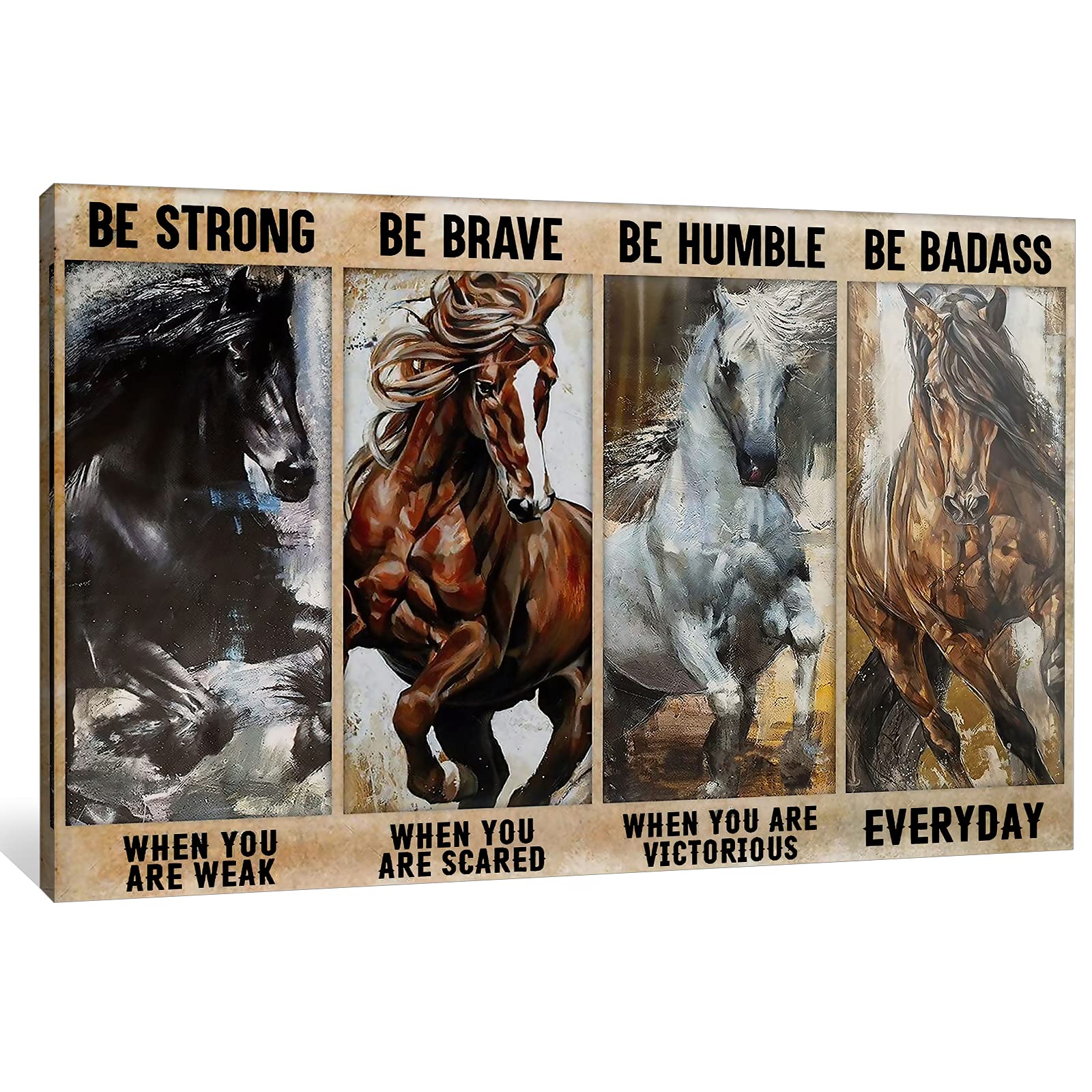 GUTTATY Horse Wall Art Painting, Animal Wall Art, Animal Horse Canvas Wall Art Piece, Horse Quotes Pictures for Living Room Wall Decor, Brown Horse Art Poster for Vintage Home Room Decor 32x48 Inches