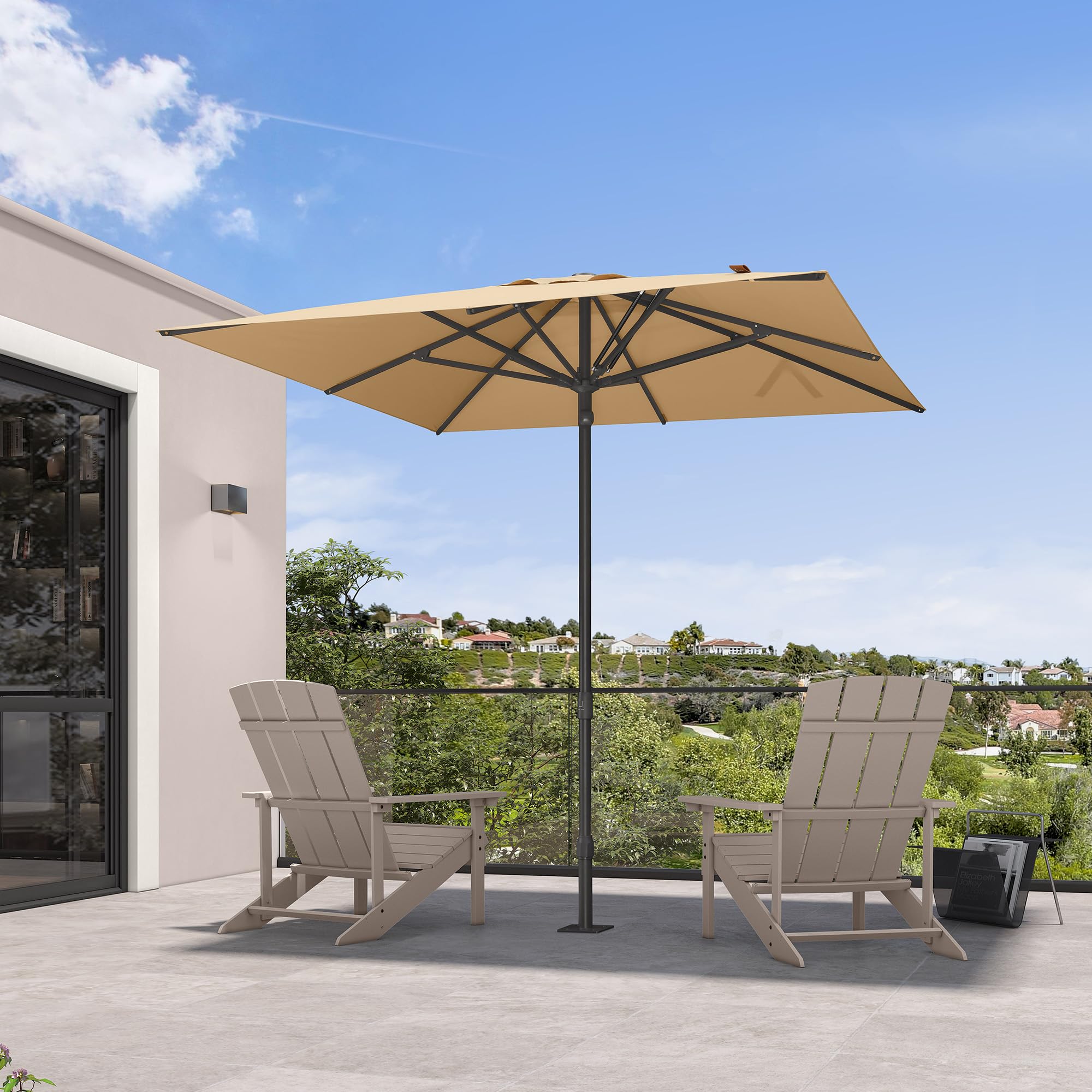 PURPLE LEAF Parasol de Jardin Extérieur 250 x 250 cm Beige Carré Anti-Vent