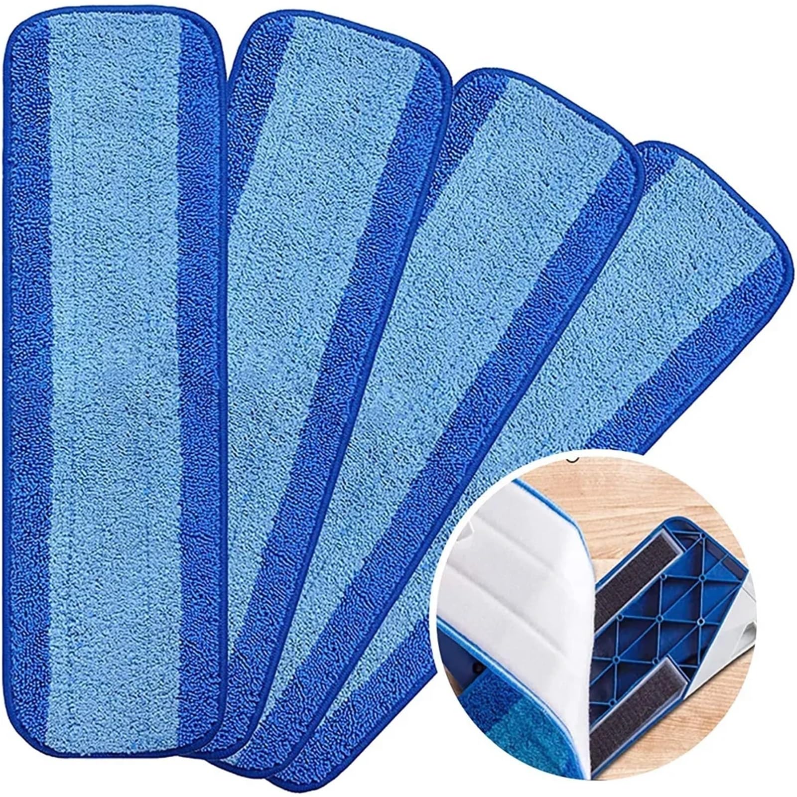 Almohadilla para Trapeador Paño de mopa microfibra 46x14cm, cabezal repuesto a rayas azules, almohadillas limpias for pegar placa reutilizable, adecuadas for fregonas Bona Para fregar el suelo(6pcs)