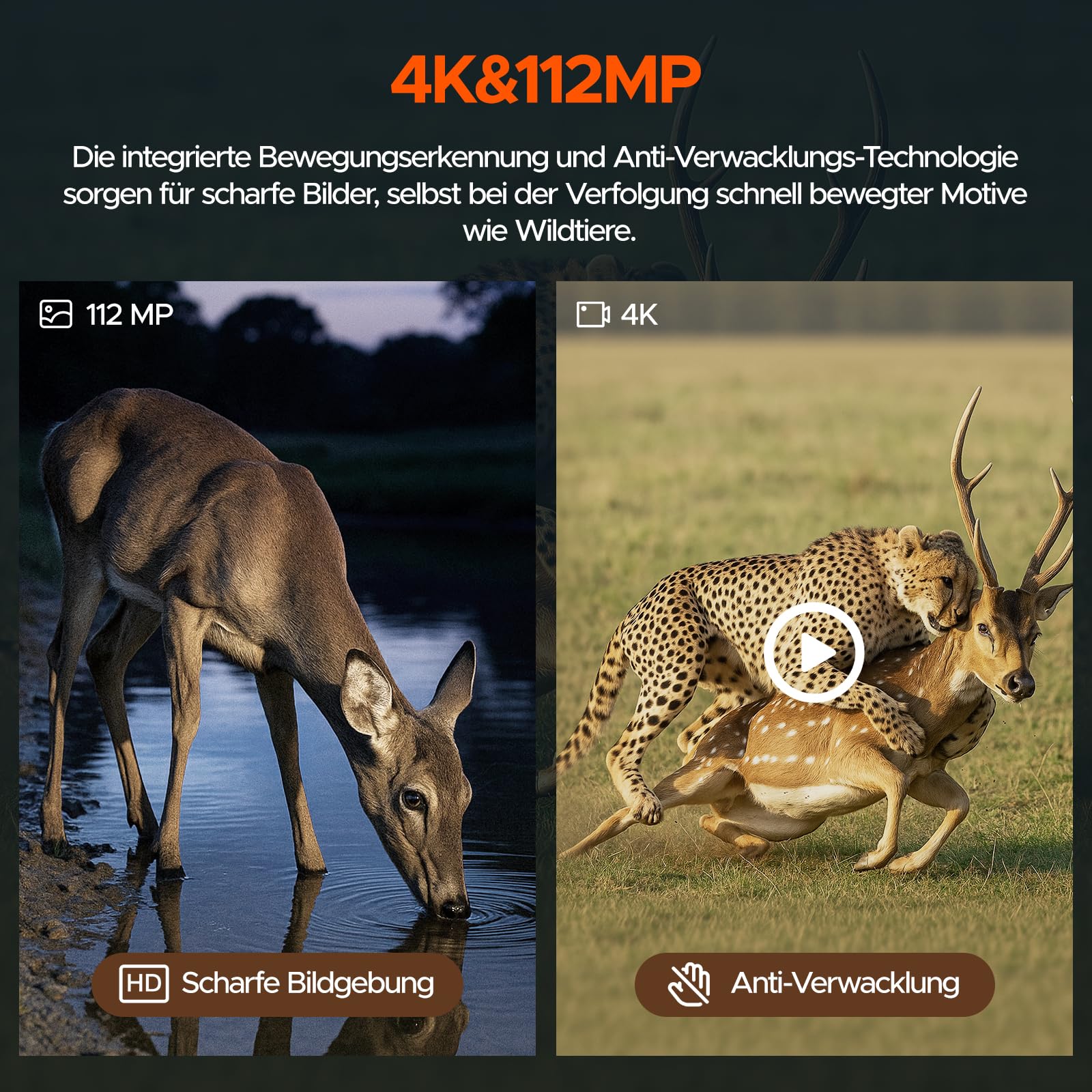 Nachtsichtgerät, 4K 112MP Infrarot-Fernglas Nachtsichtgerät, Nachtsichtgeräte Jagd 12X Digitalzoom Reichweite 450M, 5000mAh Wiederaufladbares, 64GB TF-Karte für Jagd Sicherheit Camping