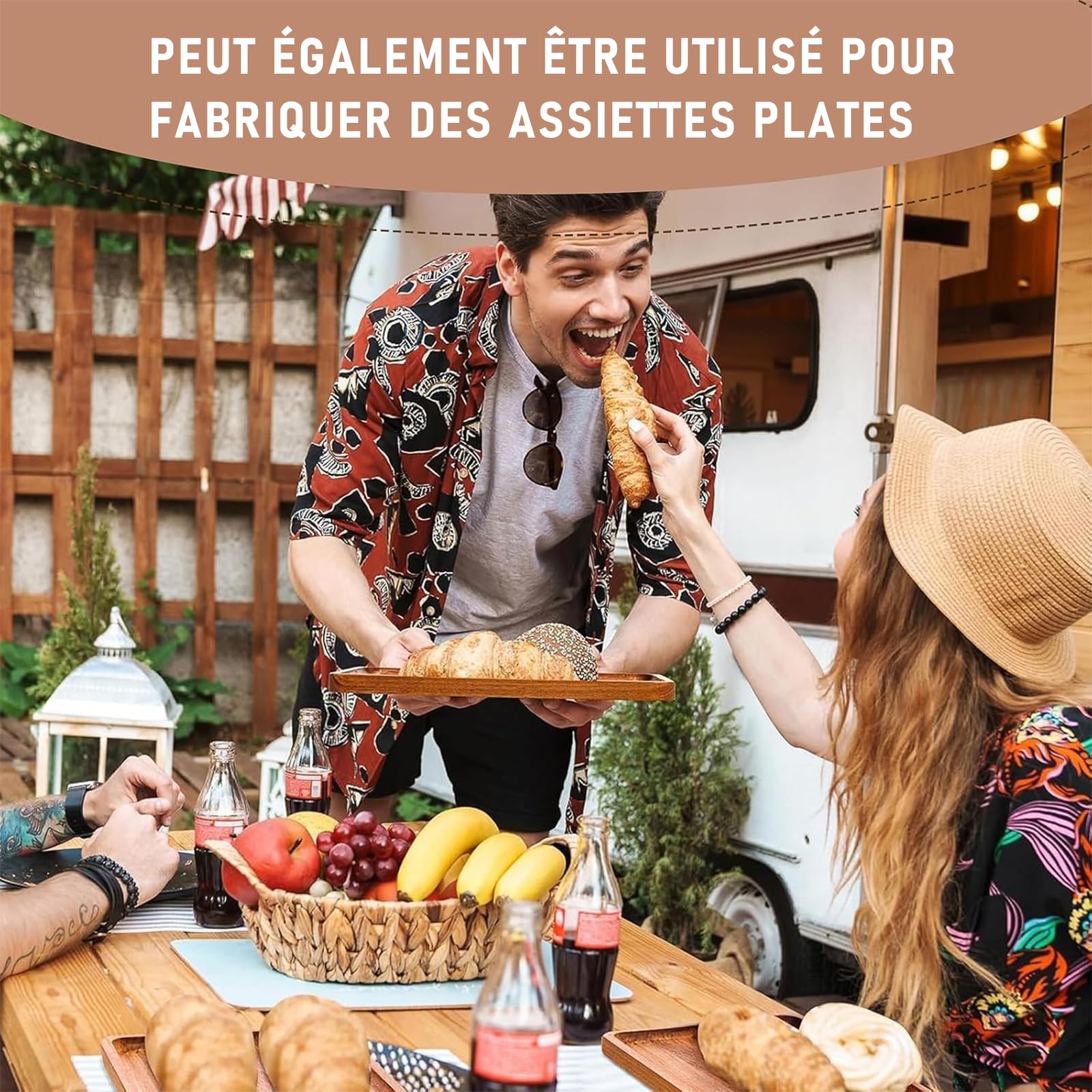 Lot de 6 Plateaux de Service Rectangulaires en Bois d'Acacia, 30 x 20 cm Grand Plateau de Présentation en Bois Naturel, Planche à Fromage et Charcuterie pour Apéritif, Dessert, Fruit, Snack