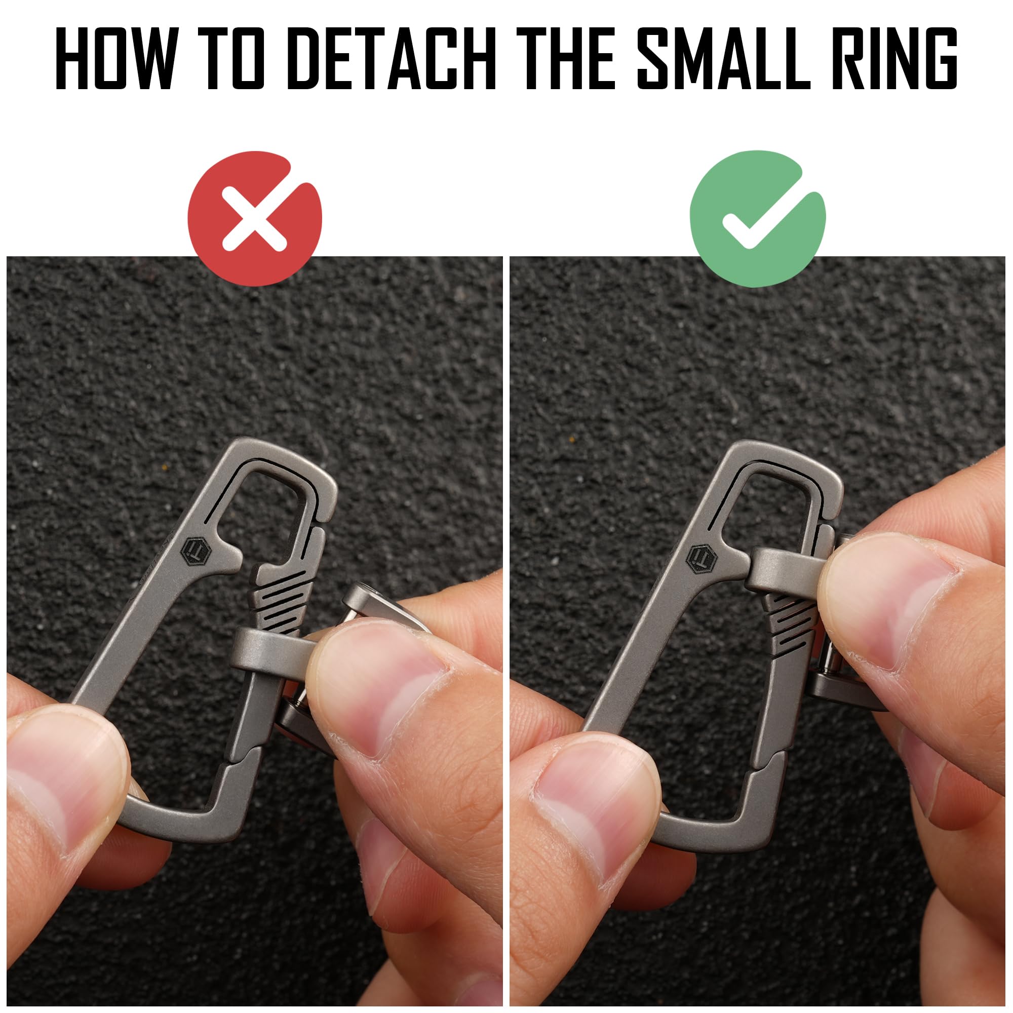 KeyUnity EDC Titanium D-Ring EDC Brelok do kluczy z karabińczykiem Quick Release dla mężczyzn
