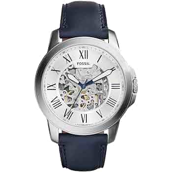 Fossil メンズ Me3111グラント自動レザーウォッチ 海軍 Amazon.com: Fossil Men's ME3111 Grant Automatic Navy Leather