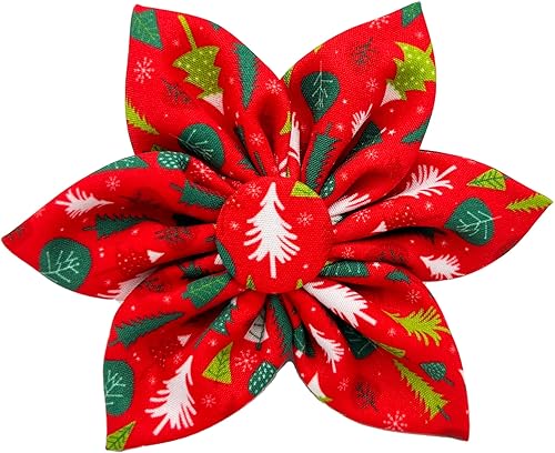 Huxley & Kent Molinete para mascotas  Árboles de Navidad (pequeño)  Accesorio de collar de velcro para perrosgatos  Accesorio de collar de lazo