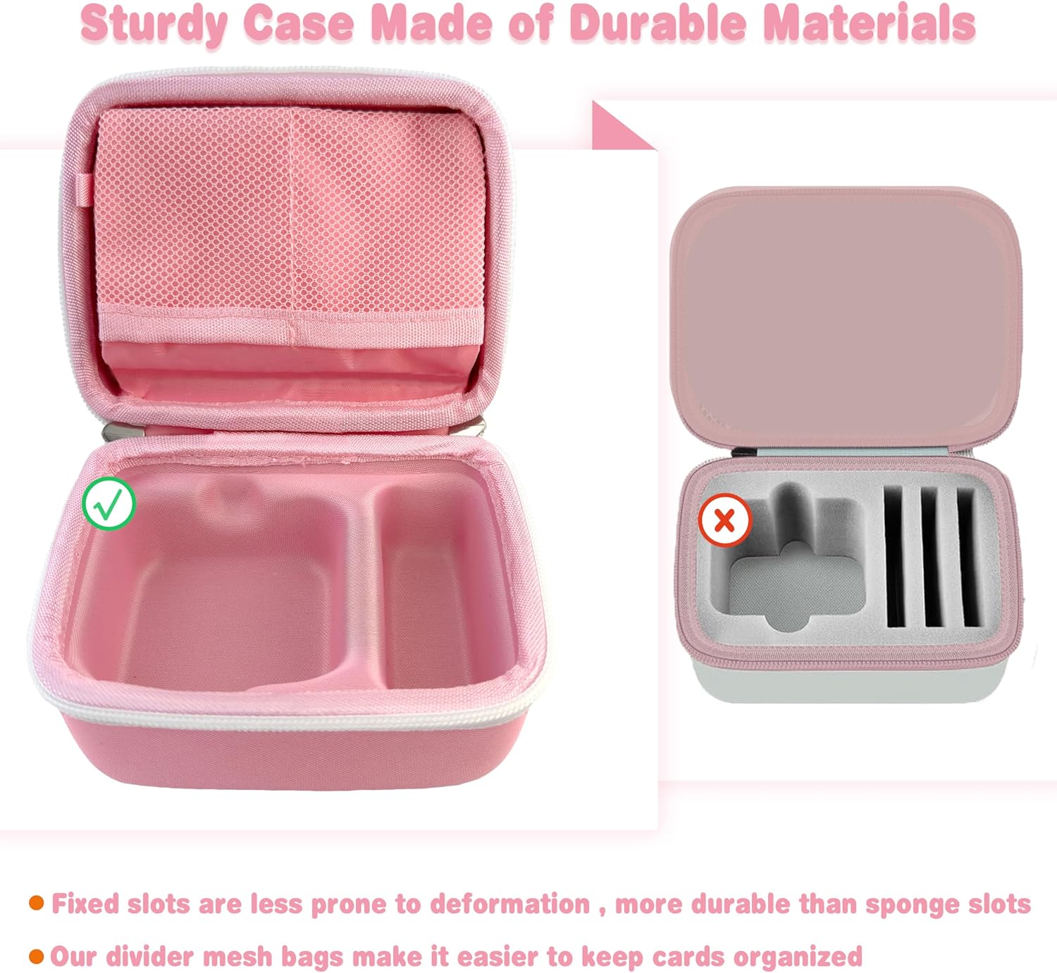 Hard Travel Case Compatible with Yoto Mini–Kids Audio & Music Player,Yoto Card Holder Bag with Adjustable Shoulder Strap for Up to 36 Audiobook Cards,Children’s Mini Player. (Pink)