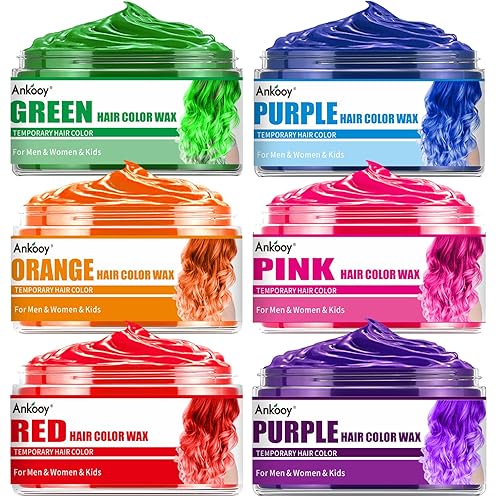 6 colores de color temporal para el cabello para niños, color de cera para el cabello para Halloween, regalos para adolescentes, niñas, niños,