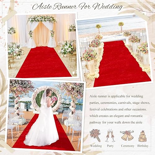 Miniatura 7 de MODFUNS Alfombra de pasillo de boda 2 x 15 pies color rosa intenso para bodas al aire libre pasillo pasillo pasillo despedida de soltera pasarela