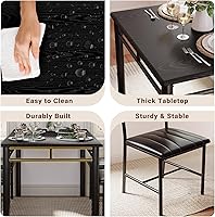 Vista 6 de Juego de mesa de comedor IRONCK para 4, mesa de cocina de madera con sillas tapizadas para cocina y comedor, juego de comedor compacto para espacios