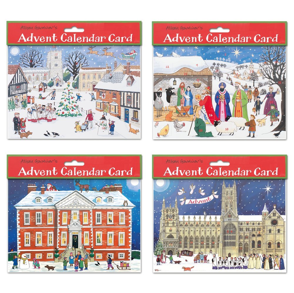 Alison Gardiner Multi Pack Of 4 Traditional Advent Calendar Cards -Mixed